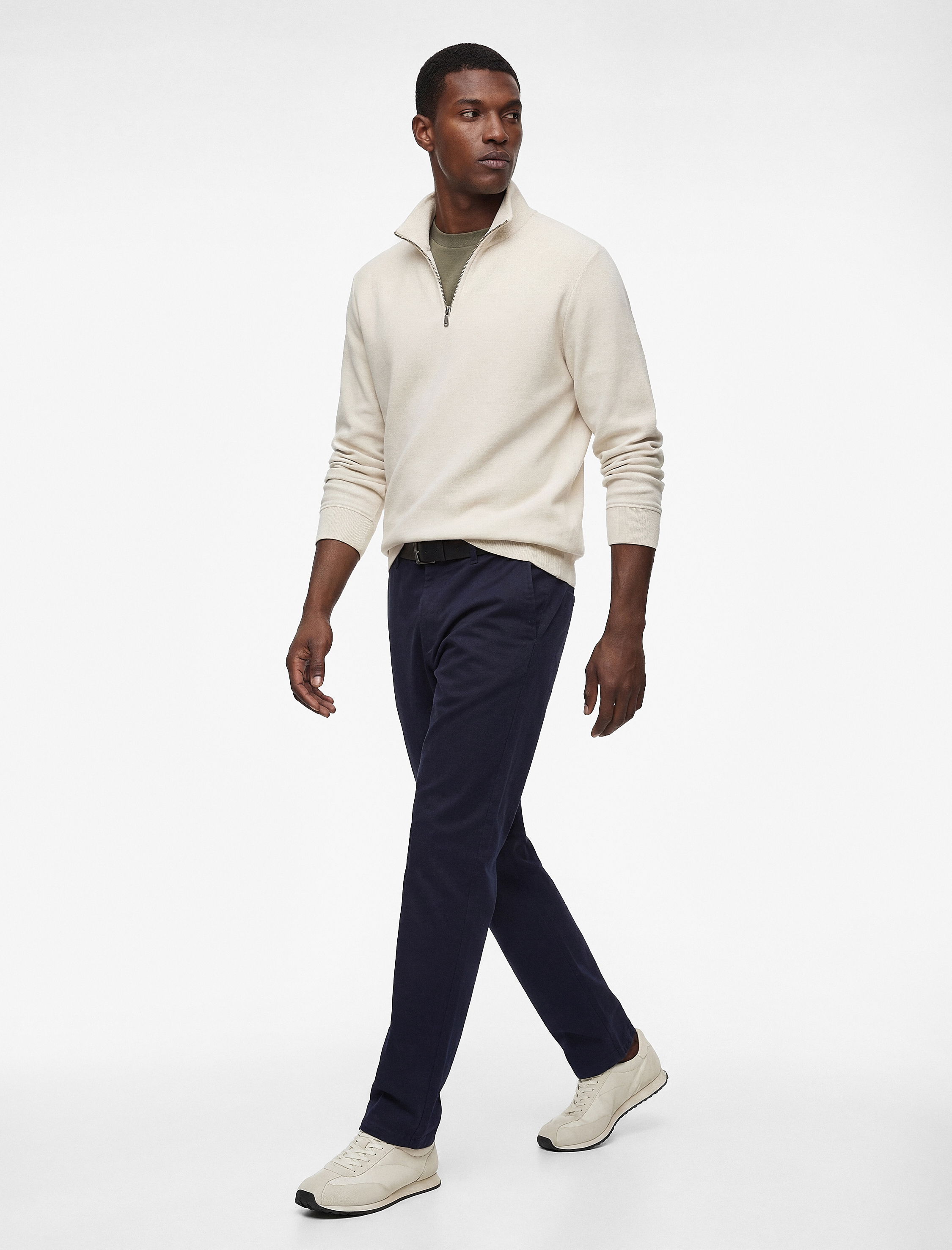   Uzun Kollu Regular Fit Fitilli Basic Yarım Fermuarlı Sweatshirt