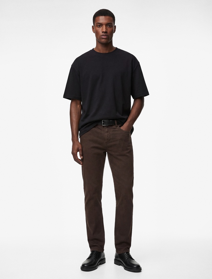  Pamuklu Cepli Düğmeli Regular Fit Pantolon