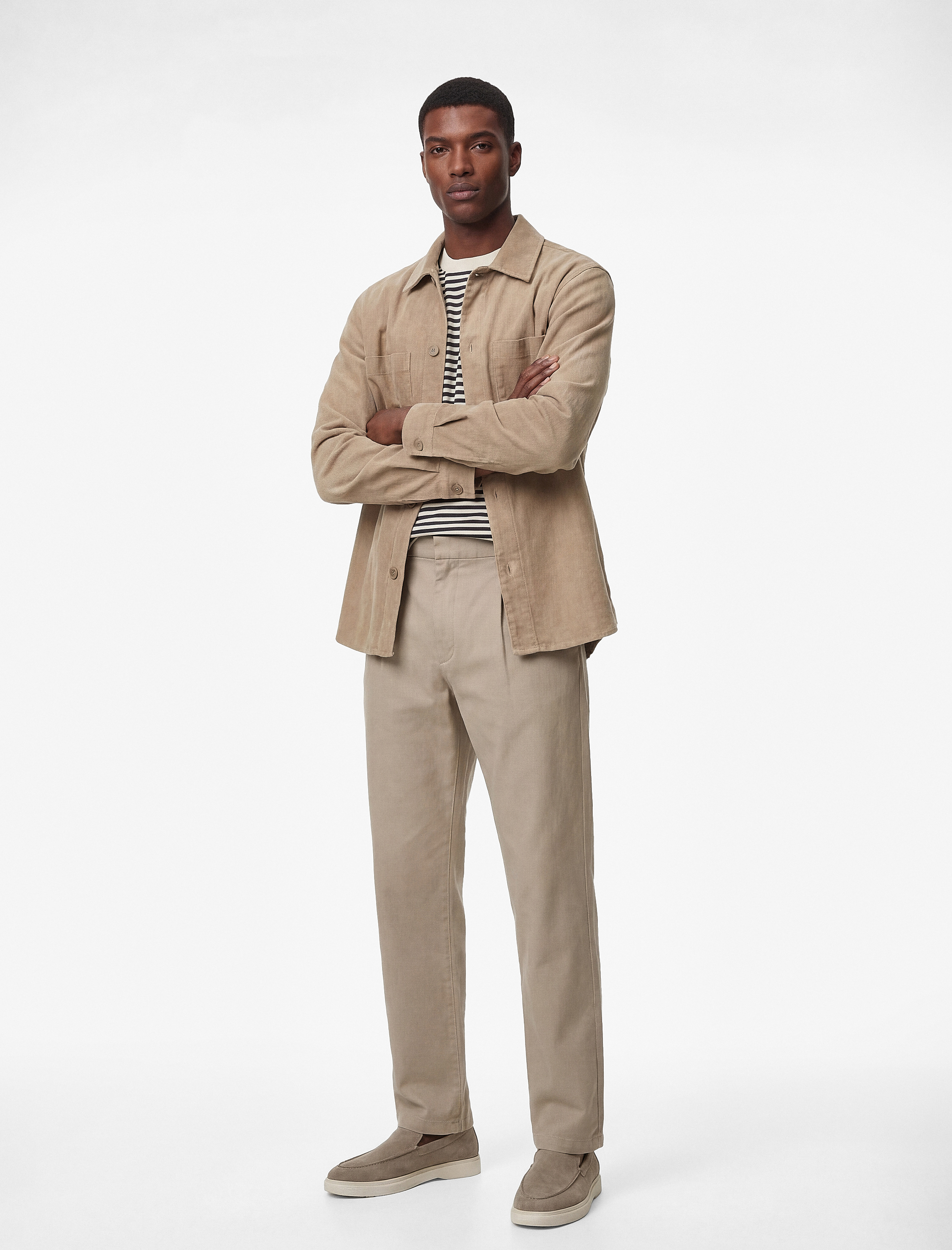   Regular Fit Uzun Kollu Cepli Pamuklu Klasik Yaka Fitilli Kadife Gömlek