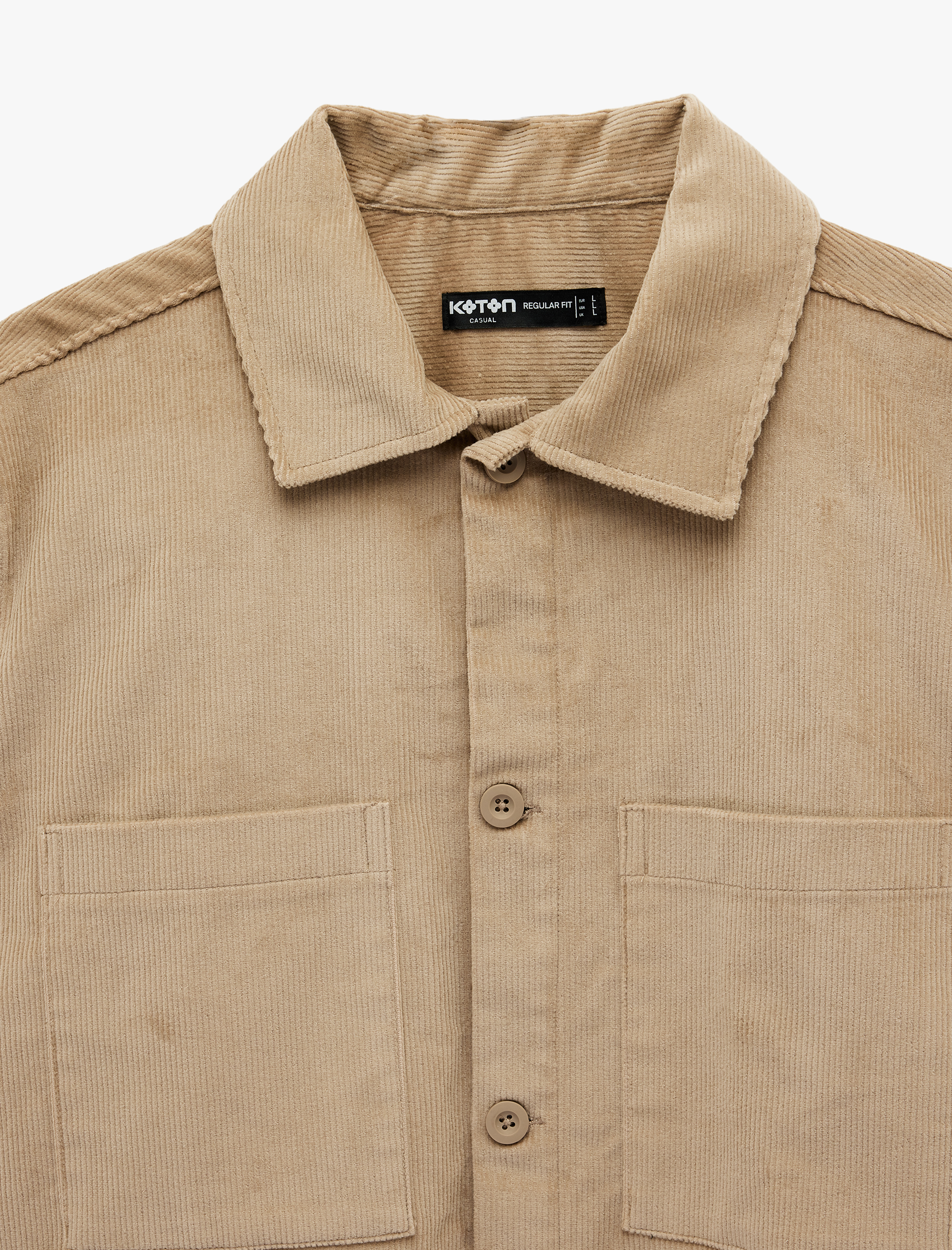   Regular Fit Uzun Kollu Cepli Pamuklu Klasik Yaka Fitilli Kadife Gömlek