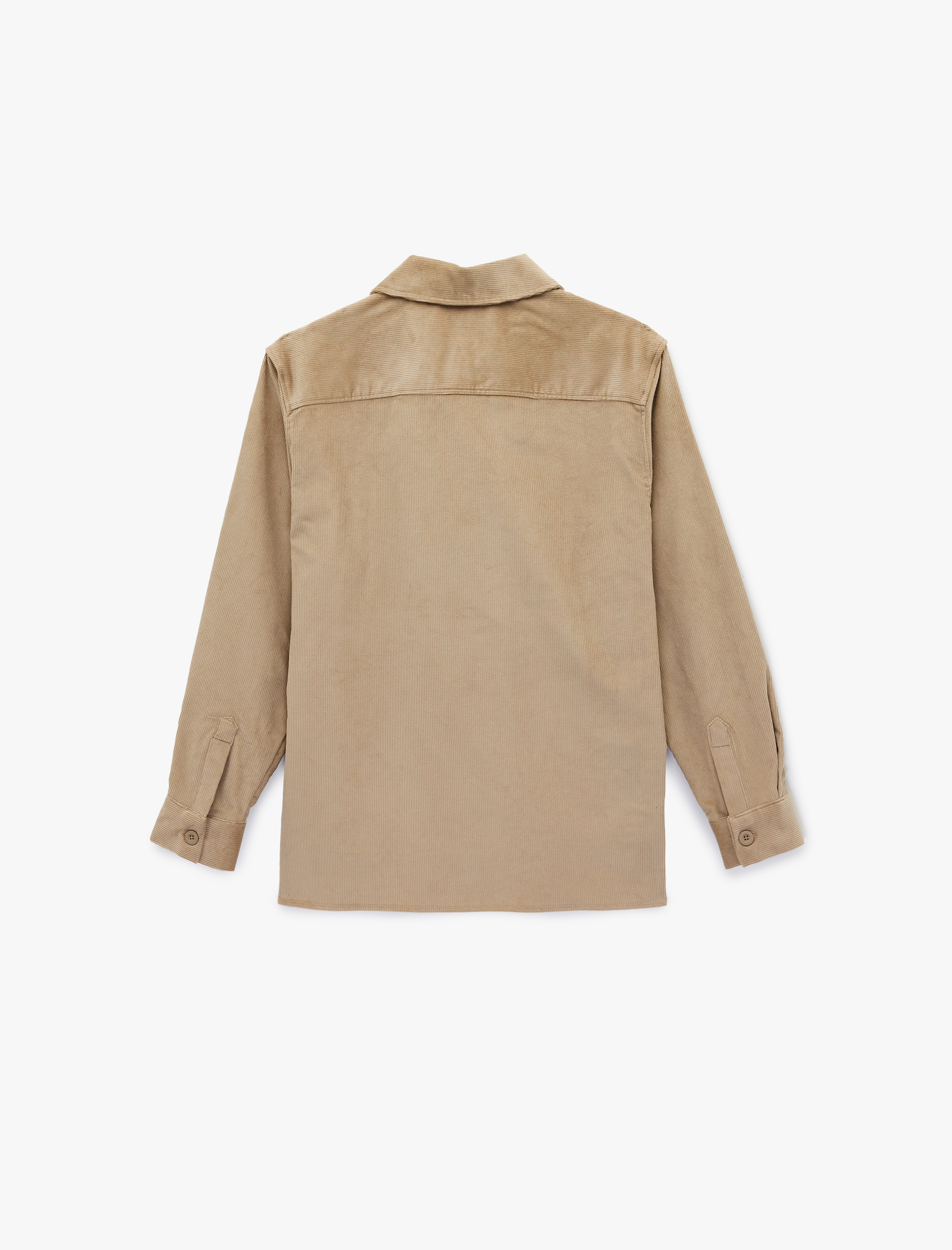   Regular Fit Uzun Kollu Cepli Pamuklu Klasik Yaka Fitilli Kadife Gömlek