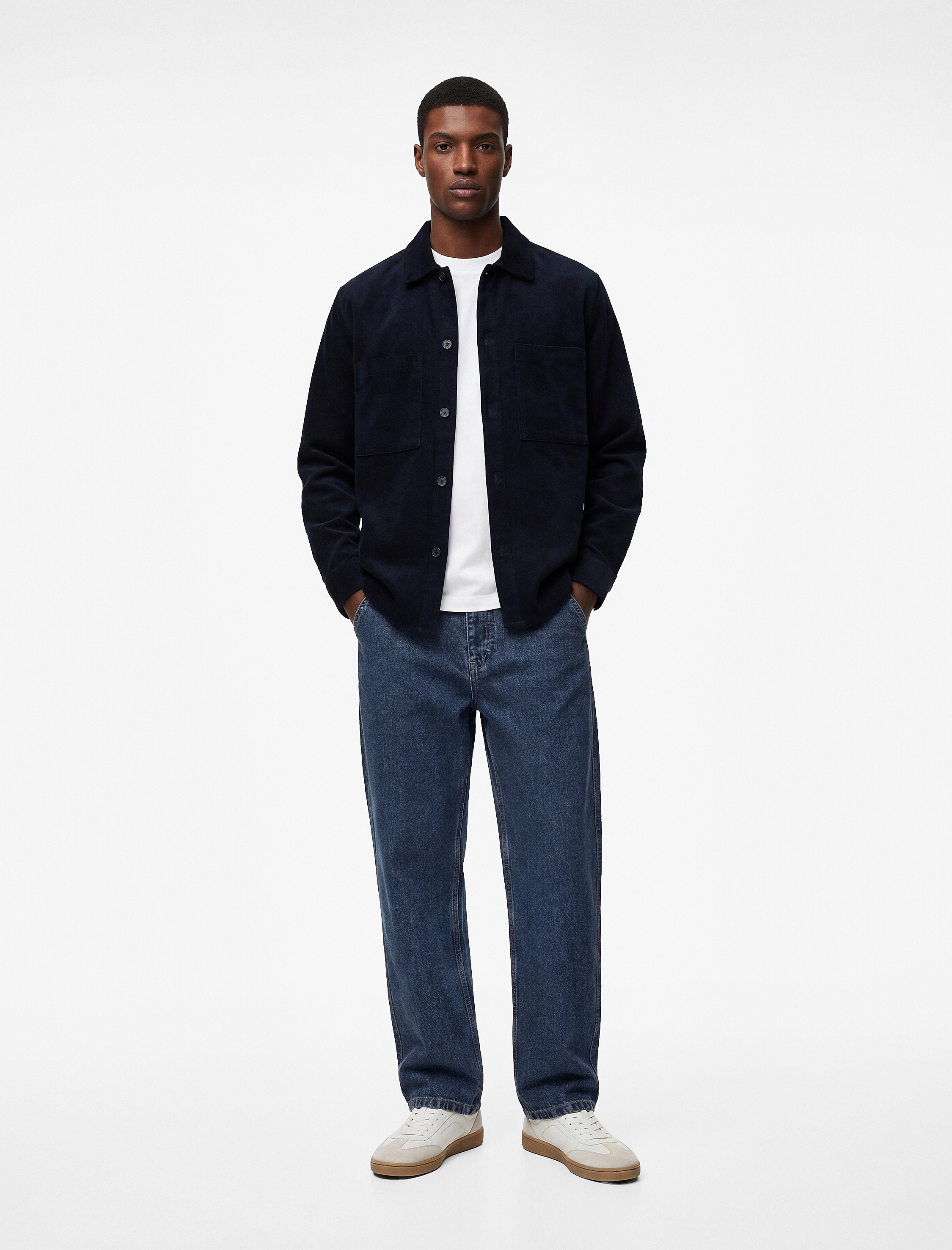   Regular Fit Uzun Kollu Cepli Pamuklu Klasik Yaka Fitilli Kadife Gömlek