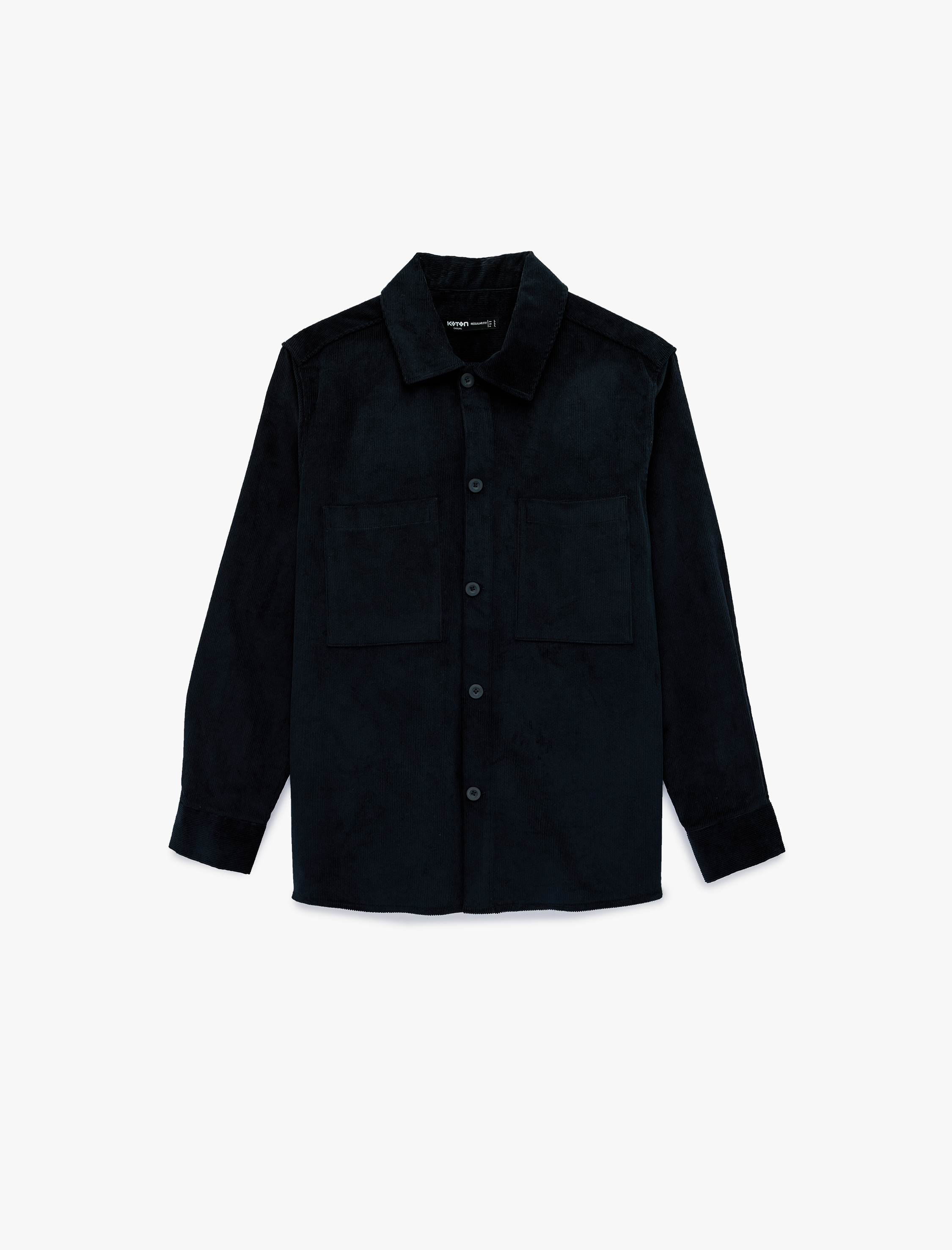   Regular Fit Uzun Kollu Cepli Pamuklu Klasik Yaka Fitilli Kadife Gömlek