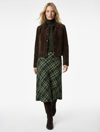 Regular Fit Standart Bel Midi Ekose Etek