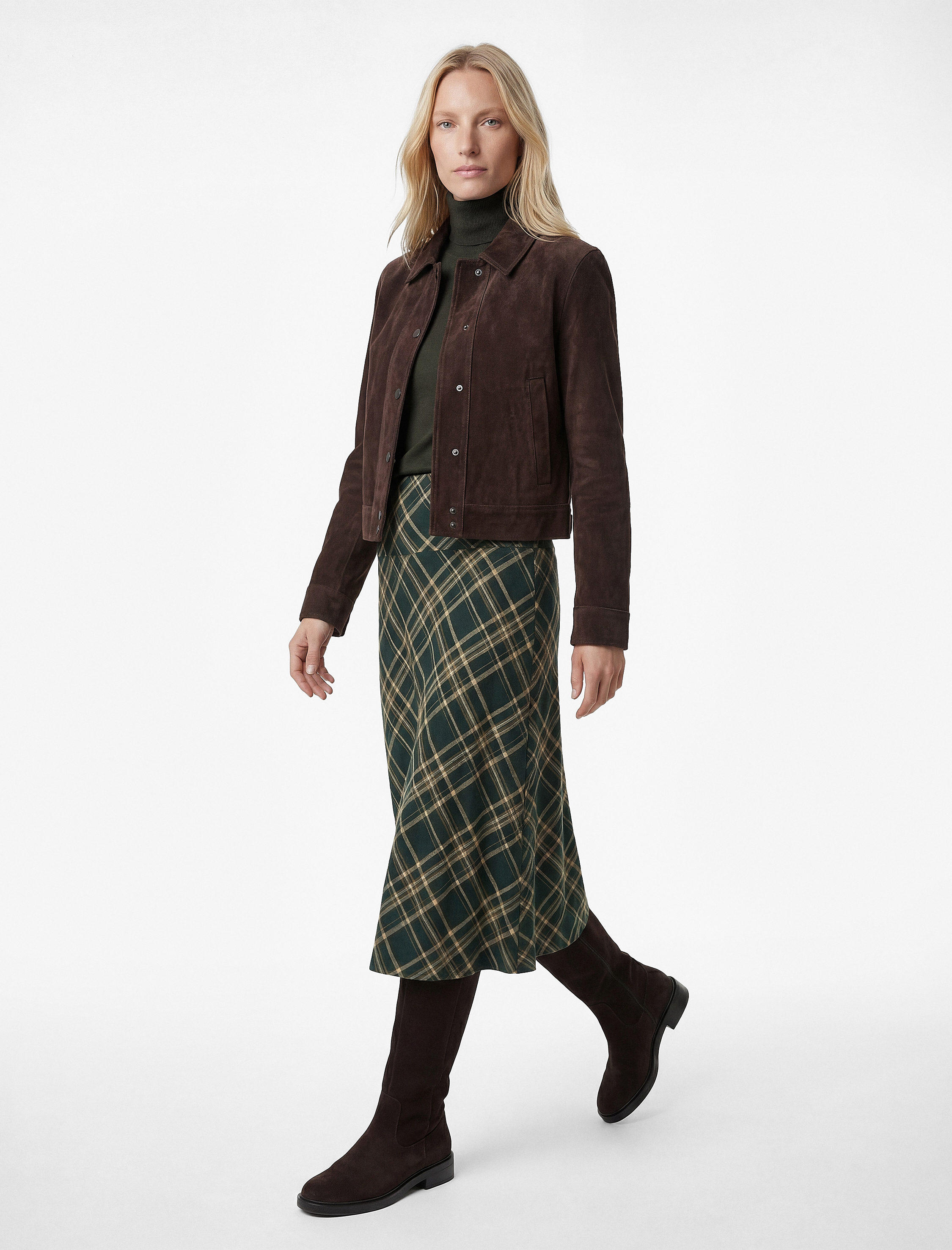   Regular Fit Standart Bel Midi Ekose Etek