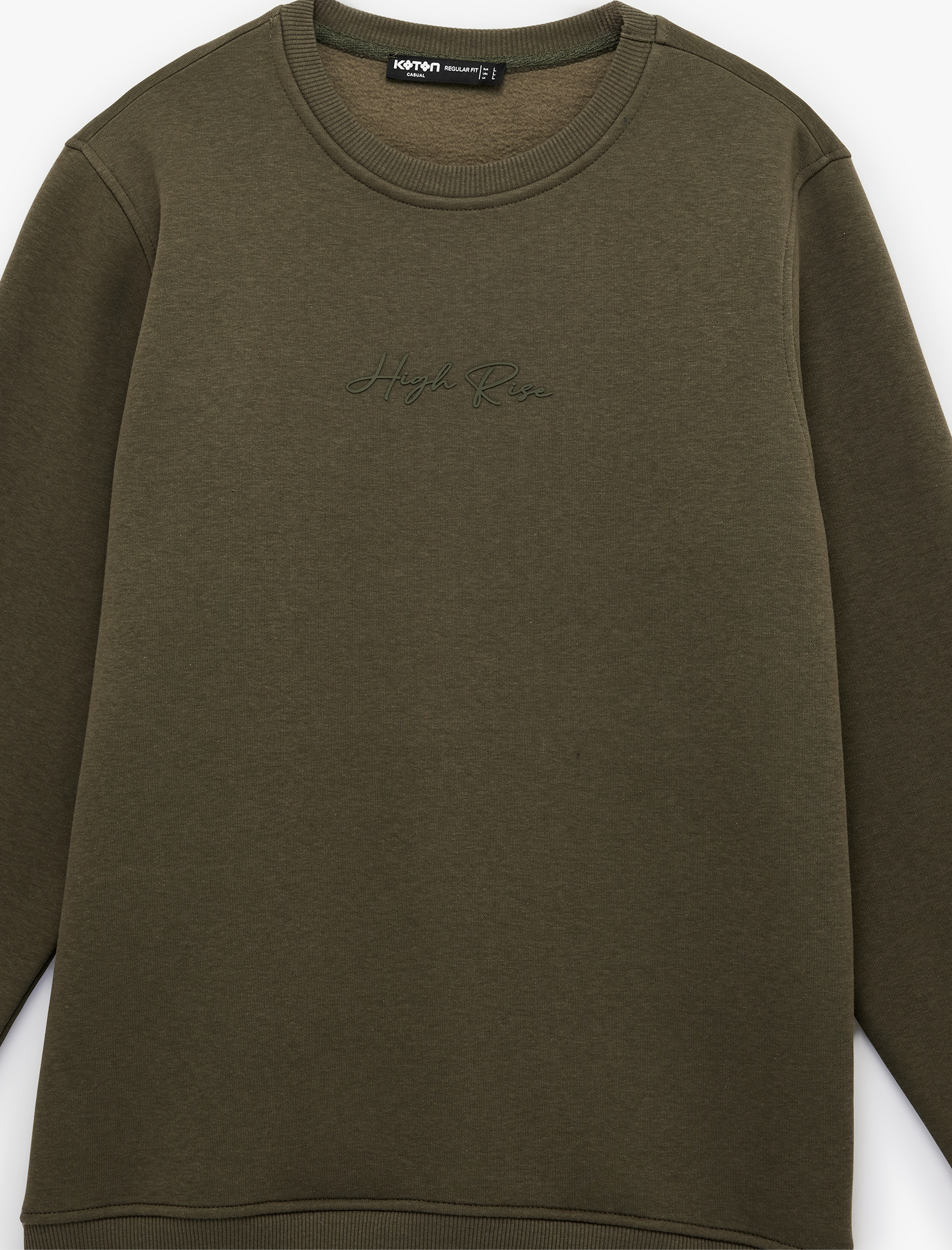   Regular Fit Uzun Kollu Şardonlu Bisiklet Yaka Basic Baskılı Sweatshirt