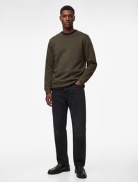 Regular Fit Uzun Kollu Şardonlu Bisiklet Yaka Basic Baskılı Sweatshirt