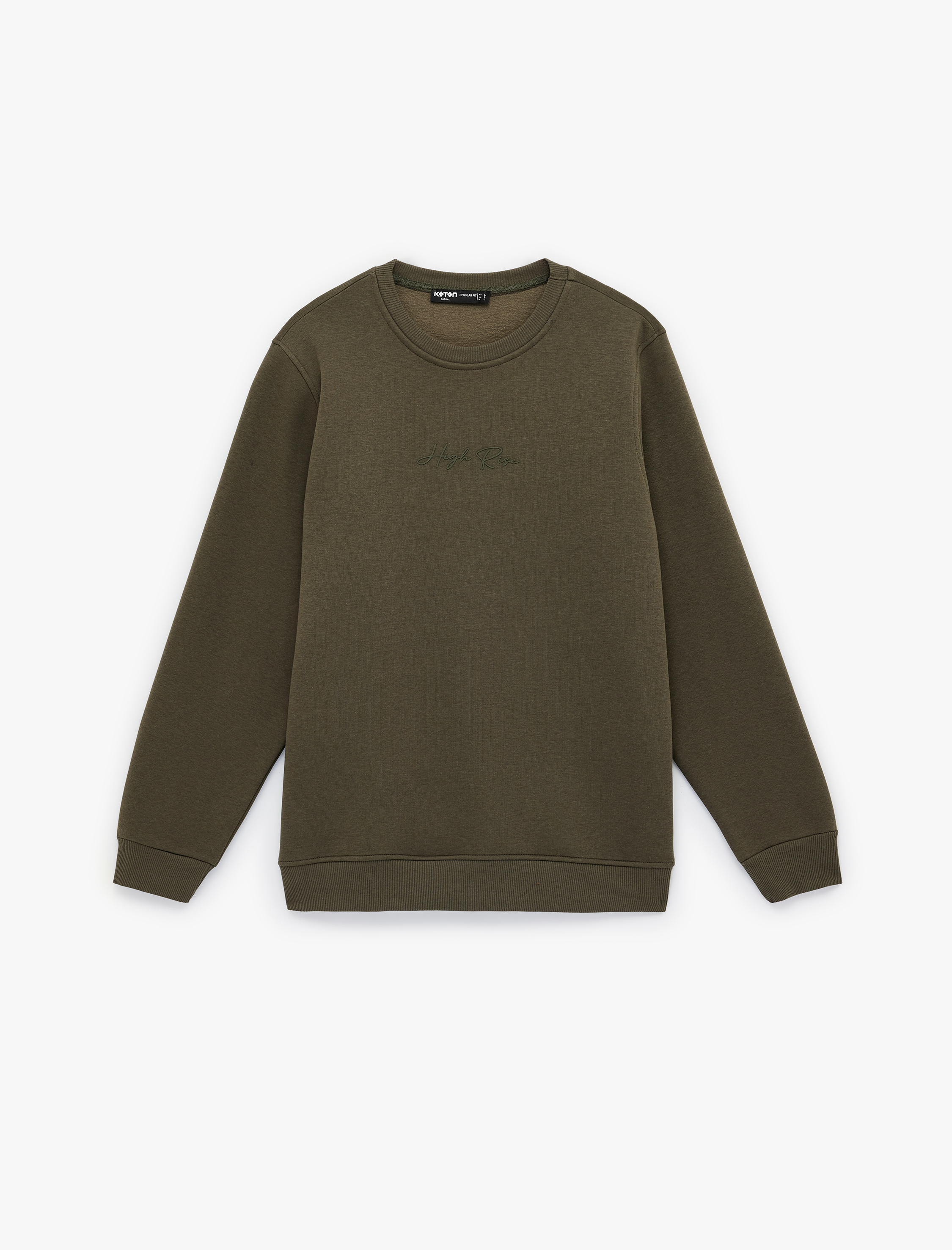   Regular Fit Uzun Kollu Şardonlu Bisiklet Yaka Basic Baskılı Sweatshirt