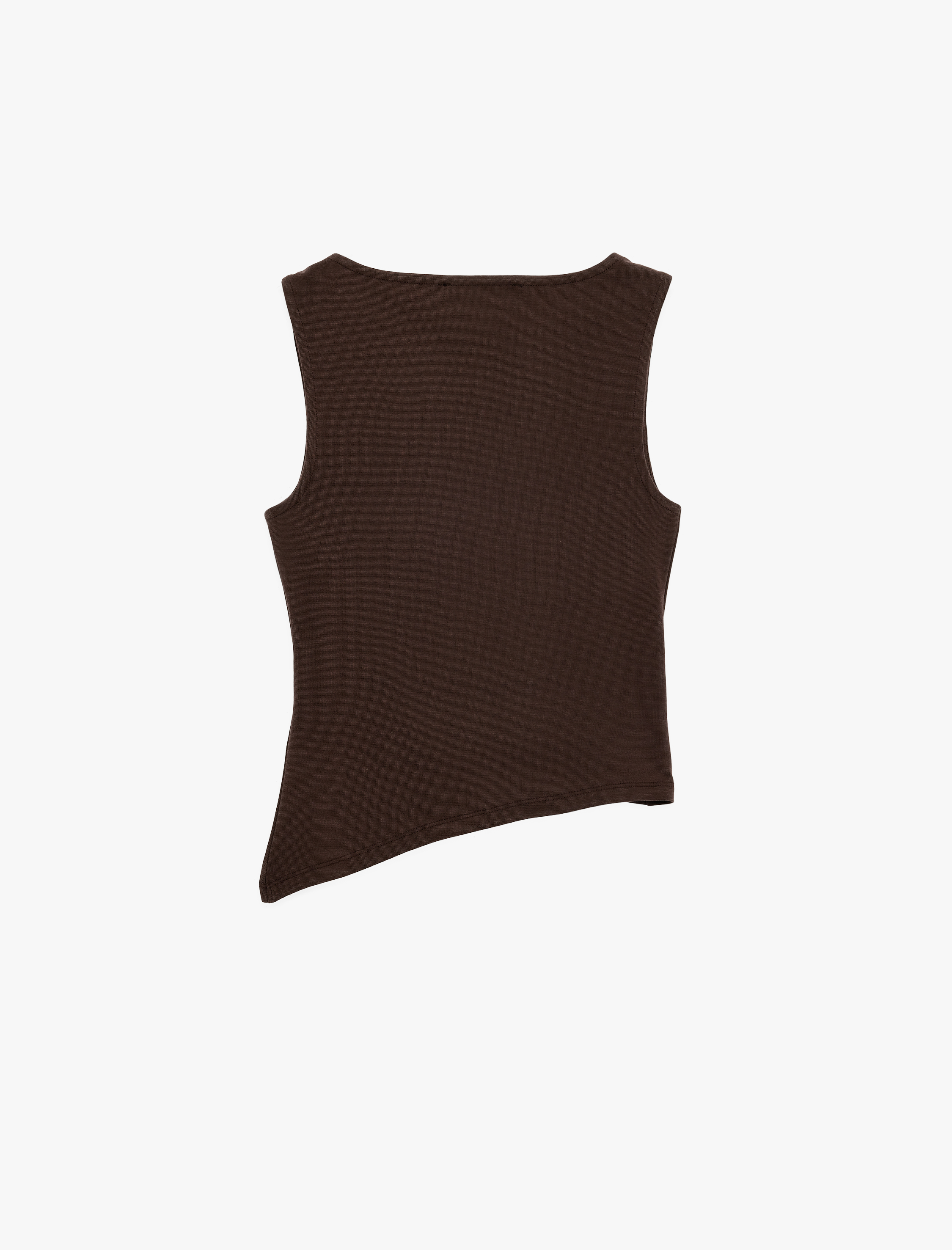   Slim Fit Asimetrik Kesim Kolsuz Kayık Yaka Bluz