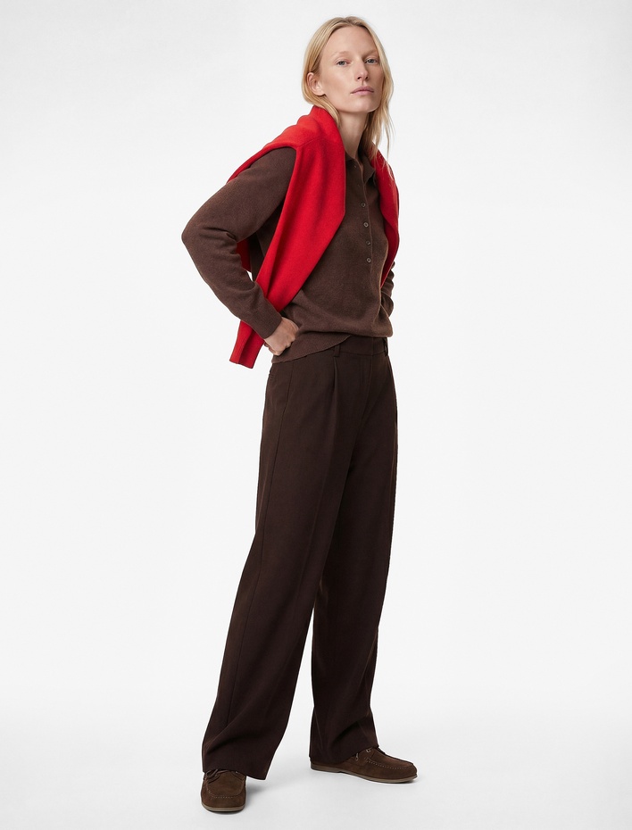  Cepli Geniş Paça Yüksek Bel Pileli Palazzo Pantolon