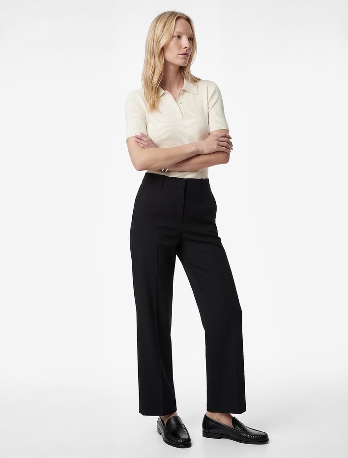  Rahat Kalıp Cep Detaylı Yüksek Bel Geniş Paça Pantolon