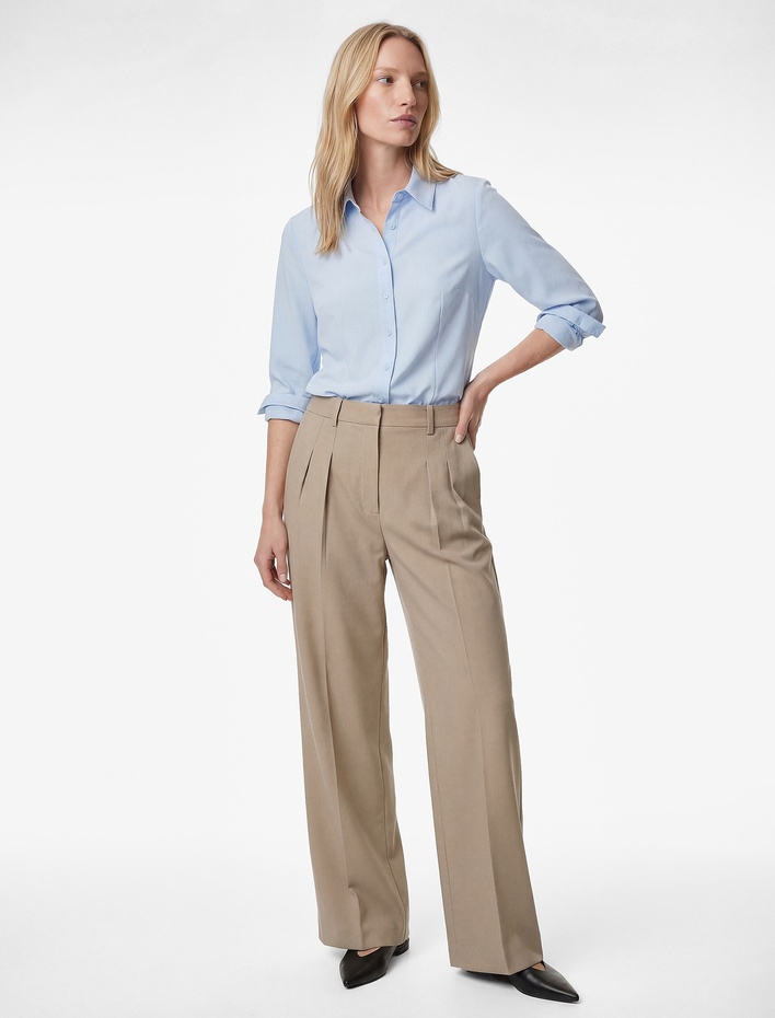  Düğmeli Uzun Kollu Klasik Yaka Gömlek