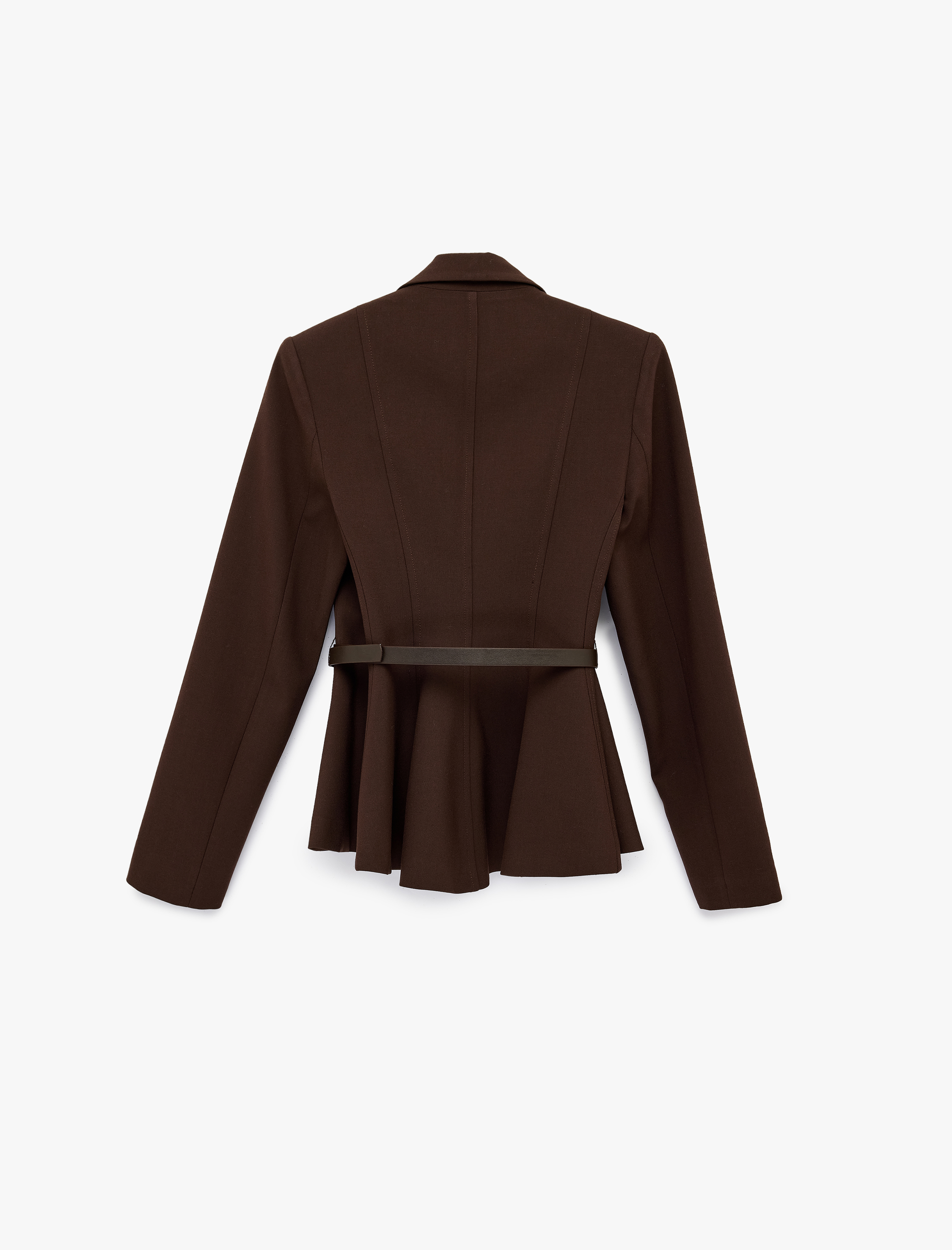   Viskon Karışımlı Kruvaze Yaka Uzun Kollu Kemer Detaylı Peplum Ceket