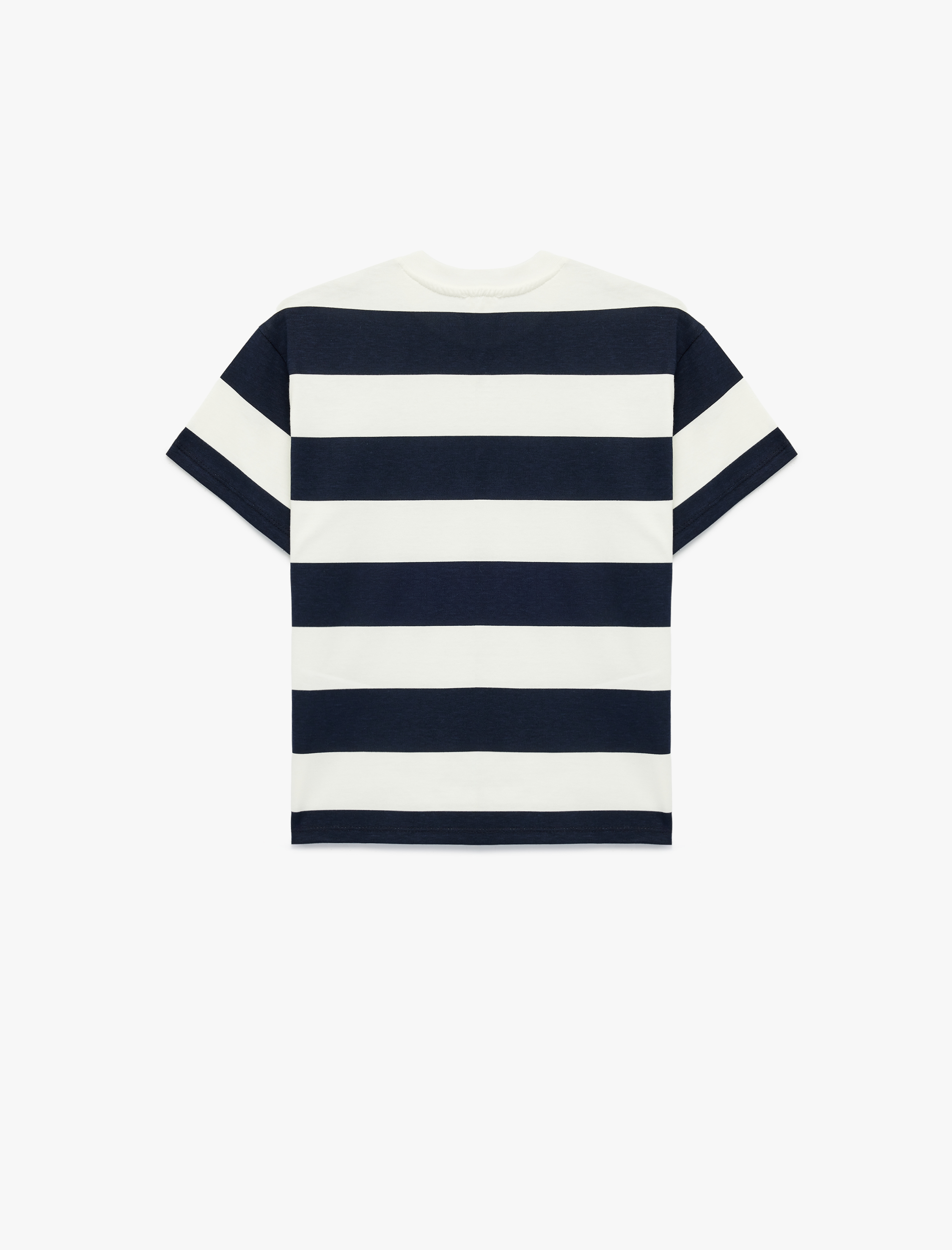  Erkek Çocuk Pamuklu Kısa Kollu Bisiklet Yaka Çizgili Tişört