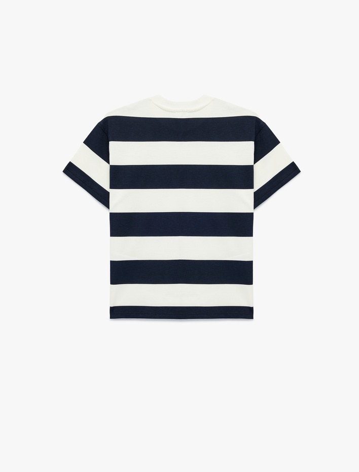 Erkek Çocuk Pamuklu Kısa Kollu Bisiklet Yaka Çizgili Tişört