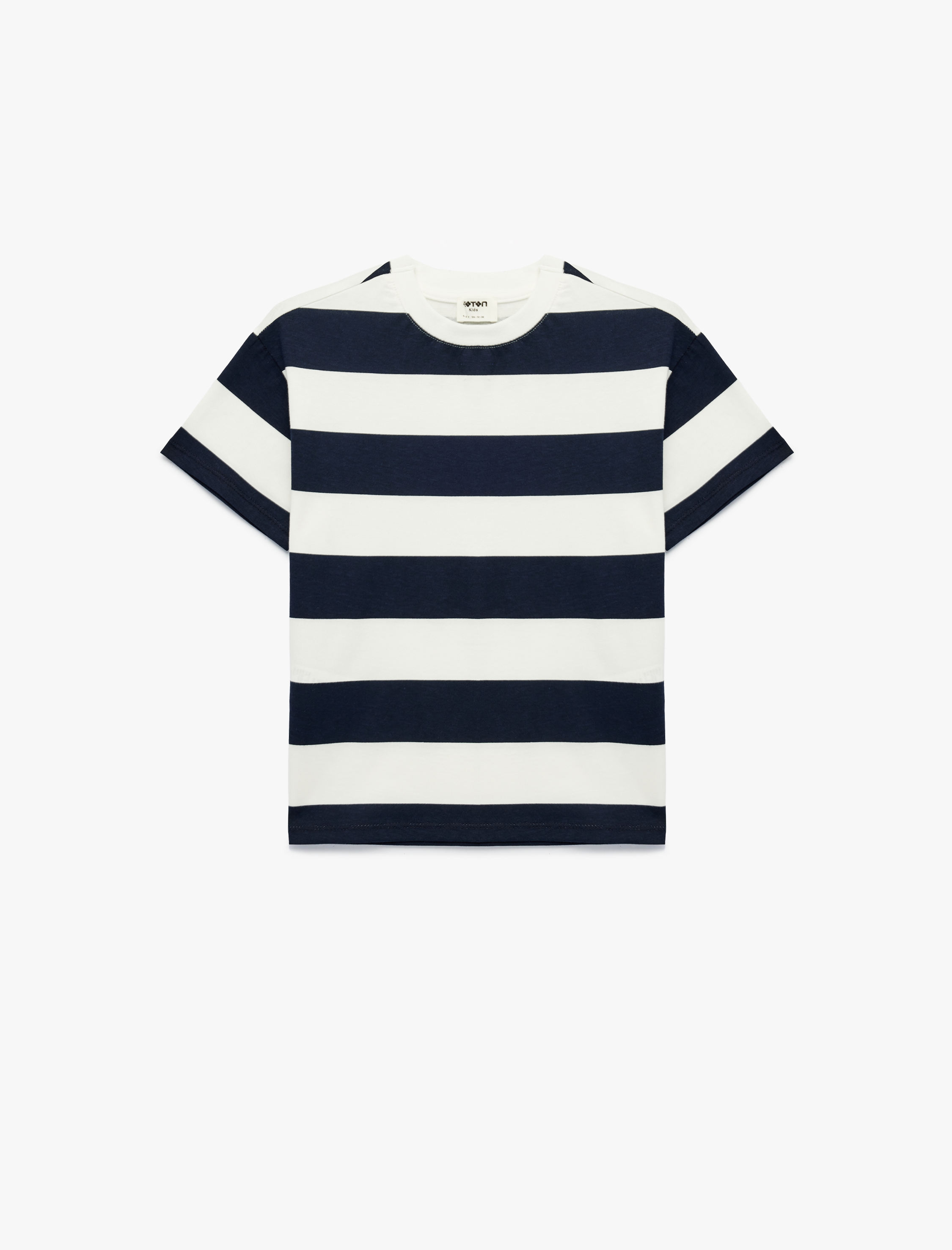  Erkek Çocuk Pamuklu Kısa Kollu Bisiklet Yaka Çizgili Tişört