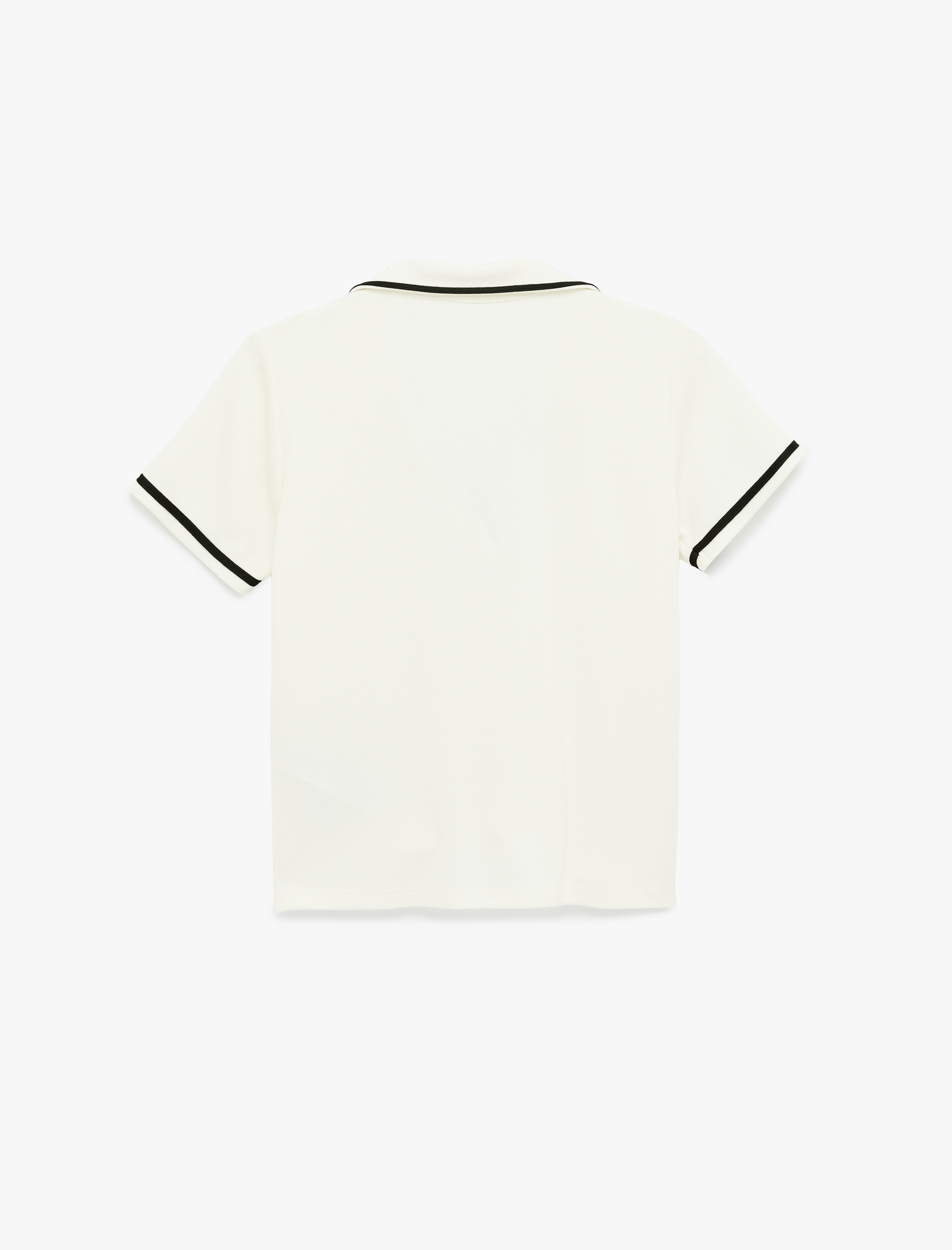   Slim Fit Kısa Kollu Çizgili Polo Yaka Viskon Tişört