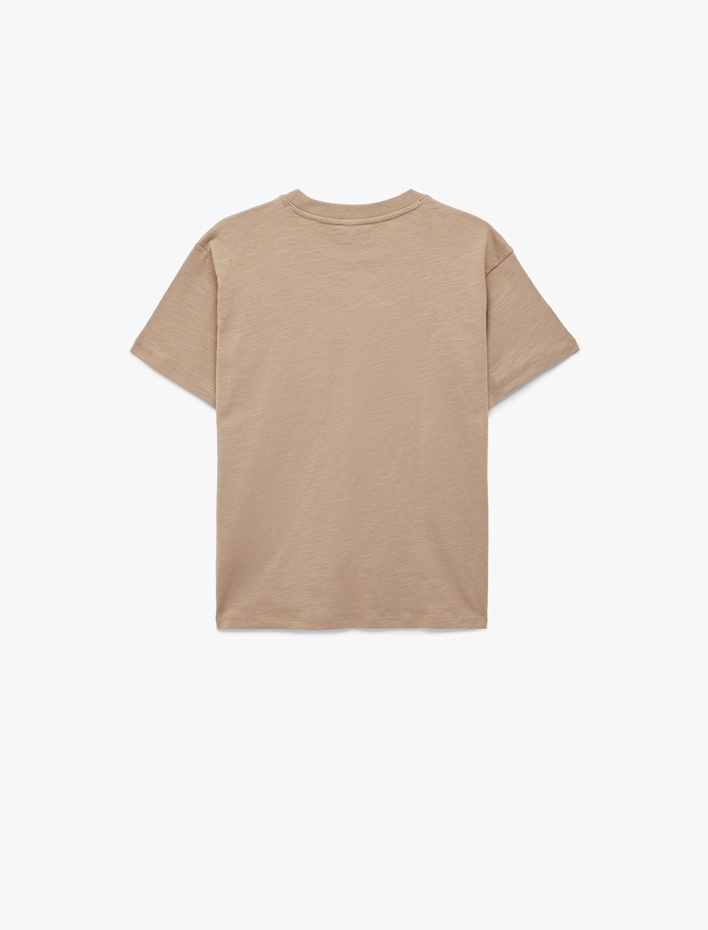 Erkek Çocuk Pamuklu Kısa Kollu Bisiklet Yaka Dinozor Baskılı Tişört