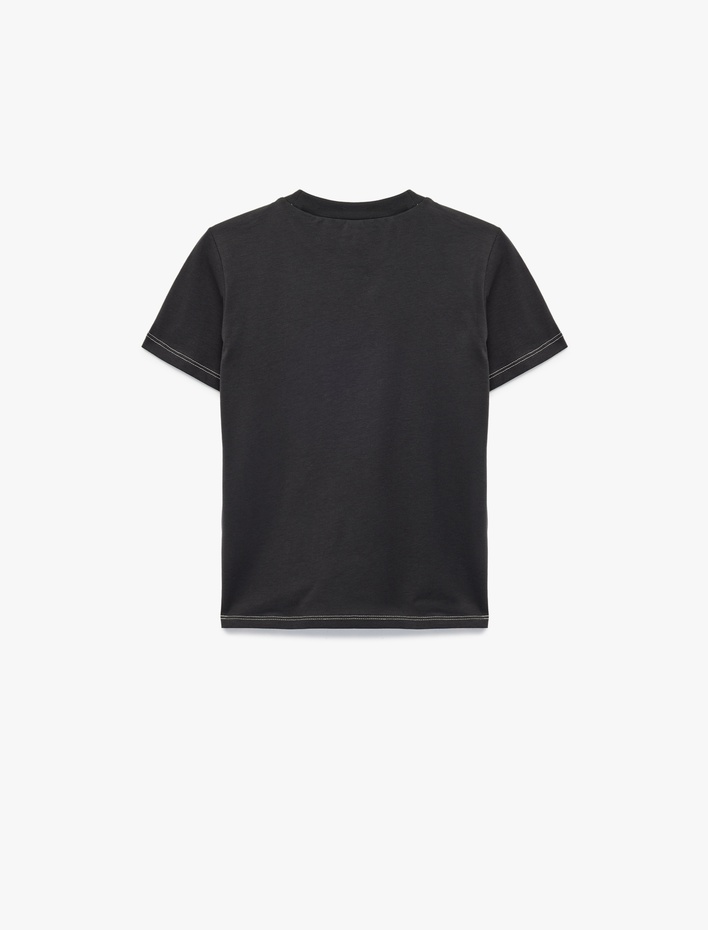 Erkek Çocuk Bisiklet Yaka Kısa Kollu Pamuklu Baskılı Tişört