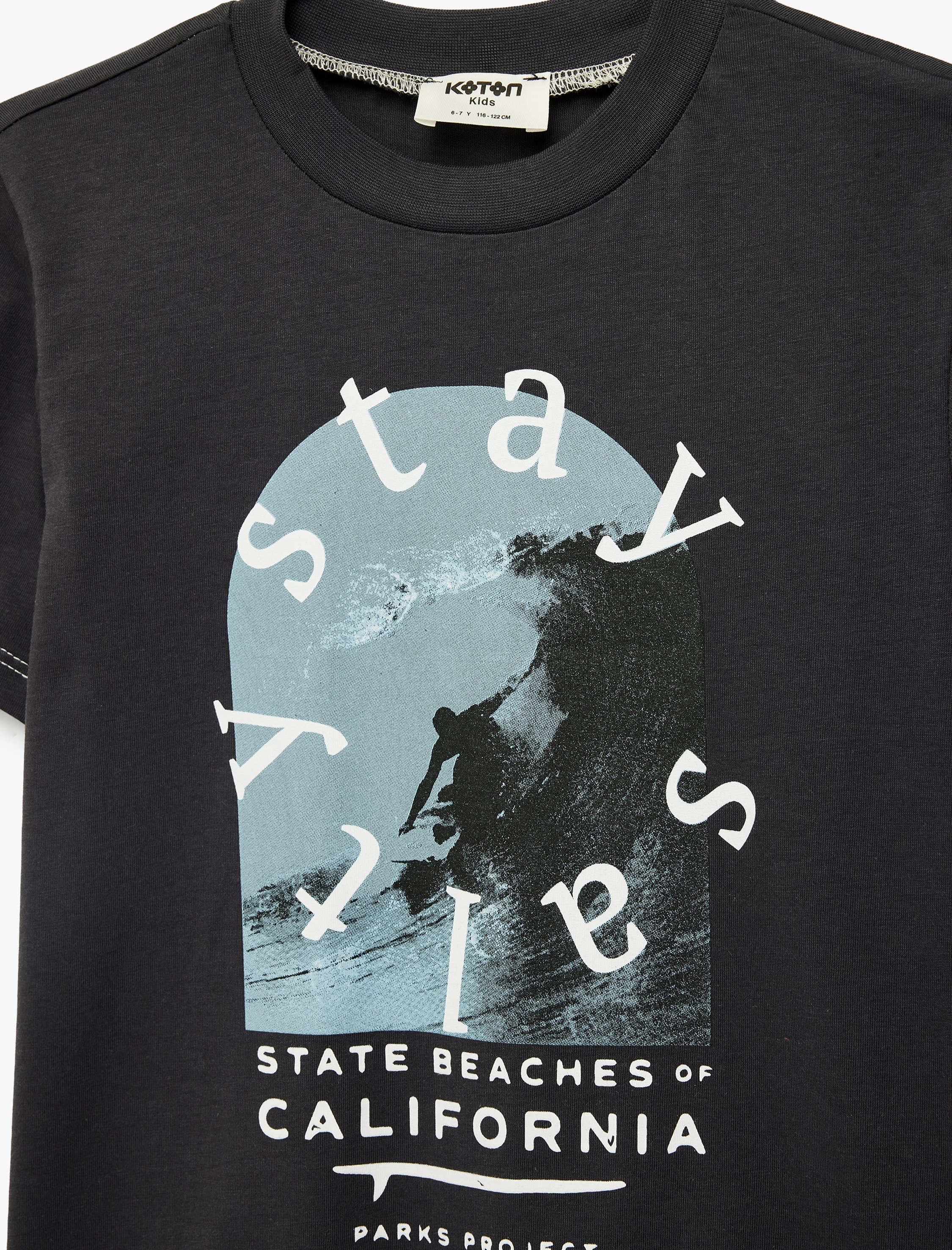  Erkek Çocuk Bisiklet Yaka Kısa Kollu Pamuklu Baskılı Tişört