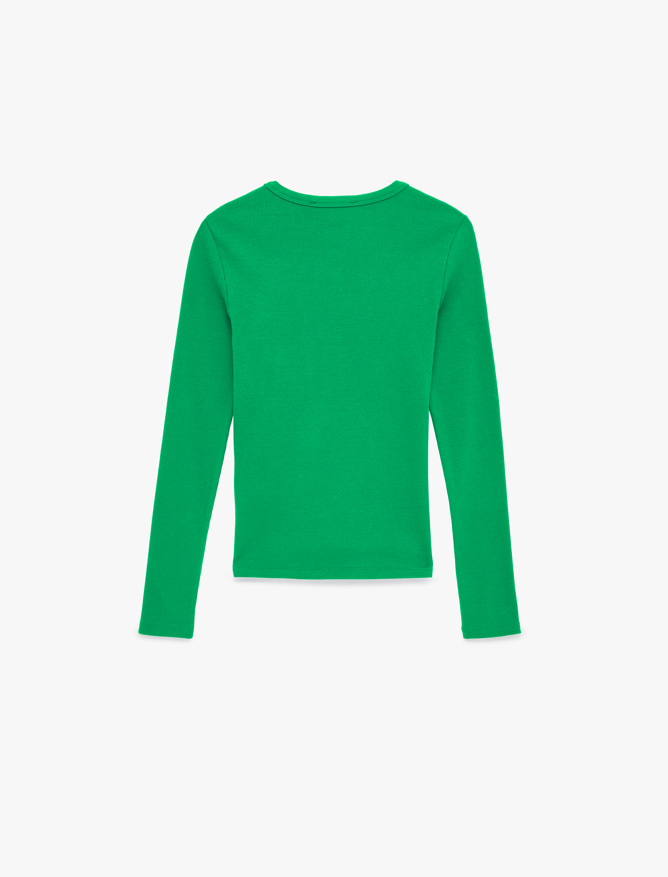   Pamuklu Slim Fit Kaşkorse Uzun Kollu Bisiklet Yaka Tişört