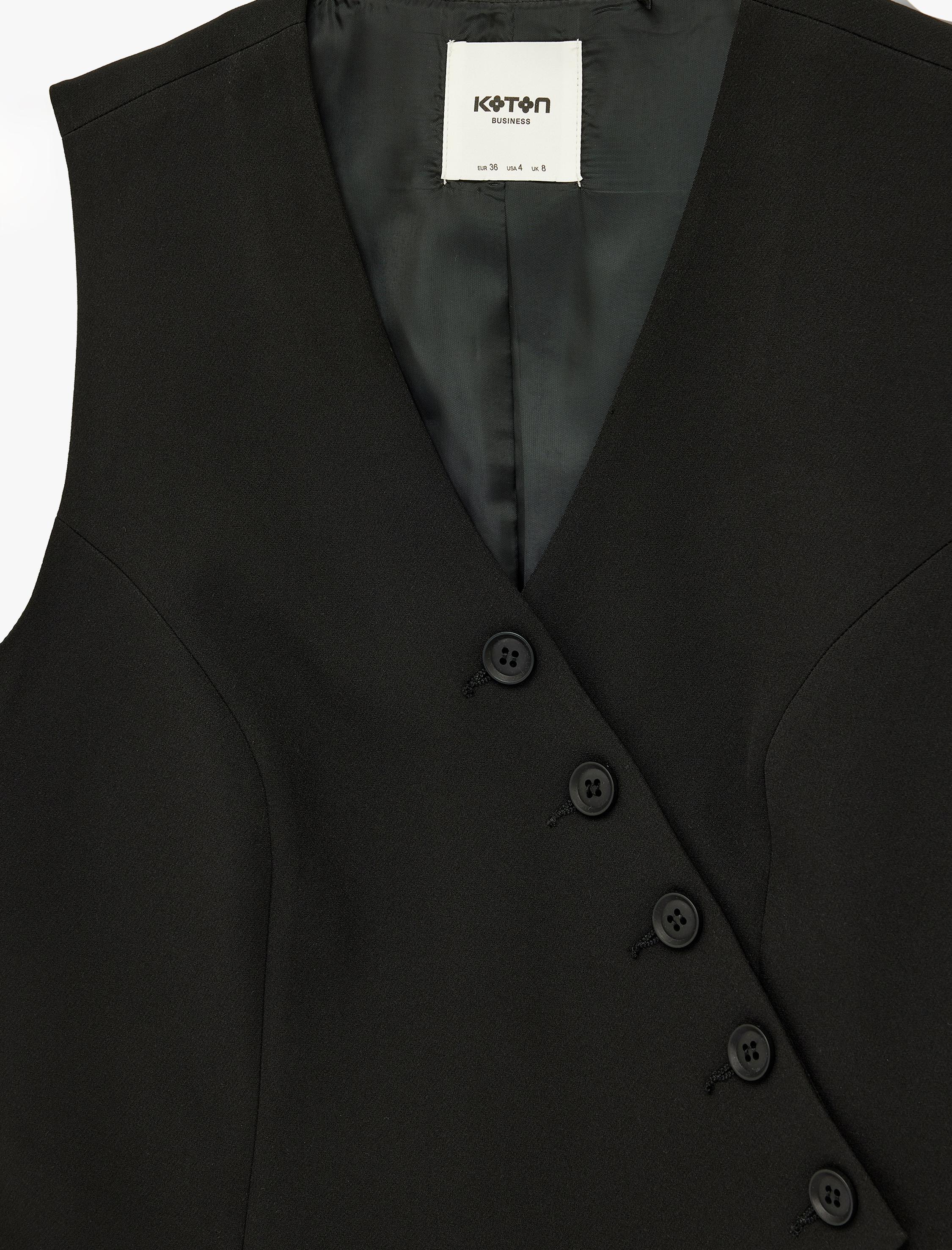   Asimetrik Düğmeli Kolsuz Kruvaze Yaka Yelek