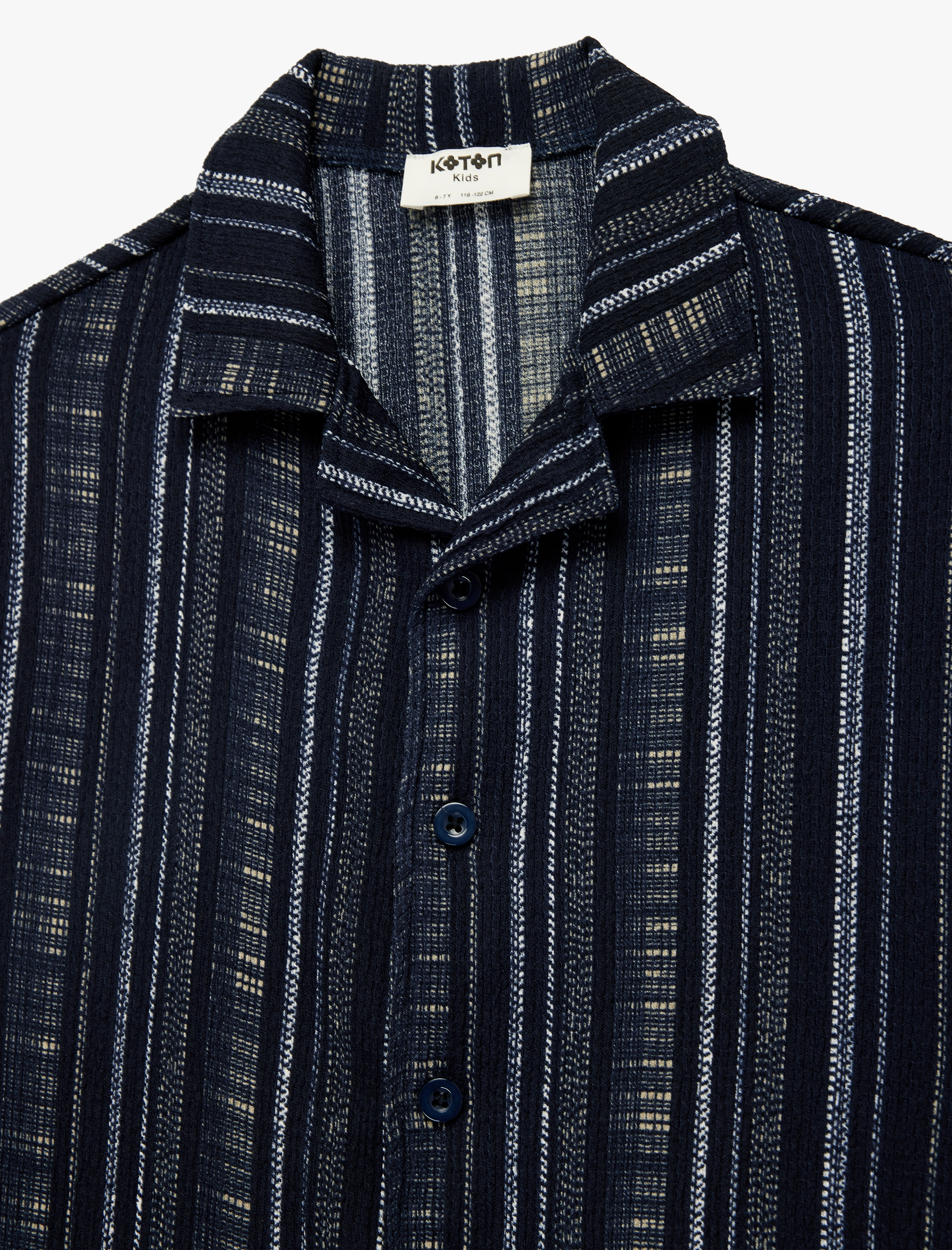  Erkek Çocuk Kısa Kollu Gölek Yaka Oversize Çizgili Tişört