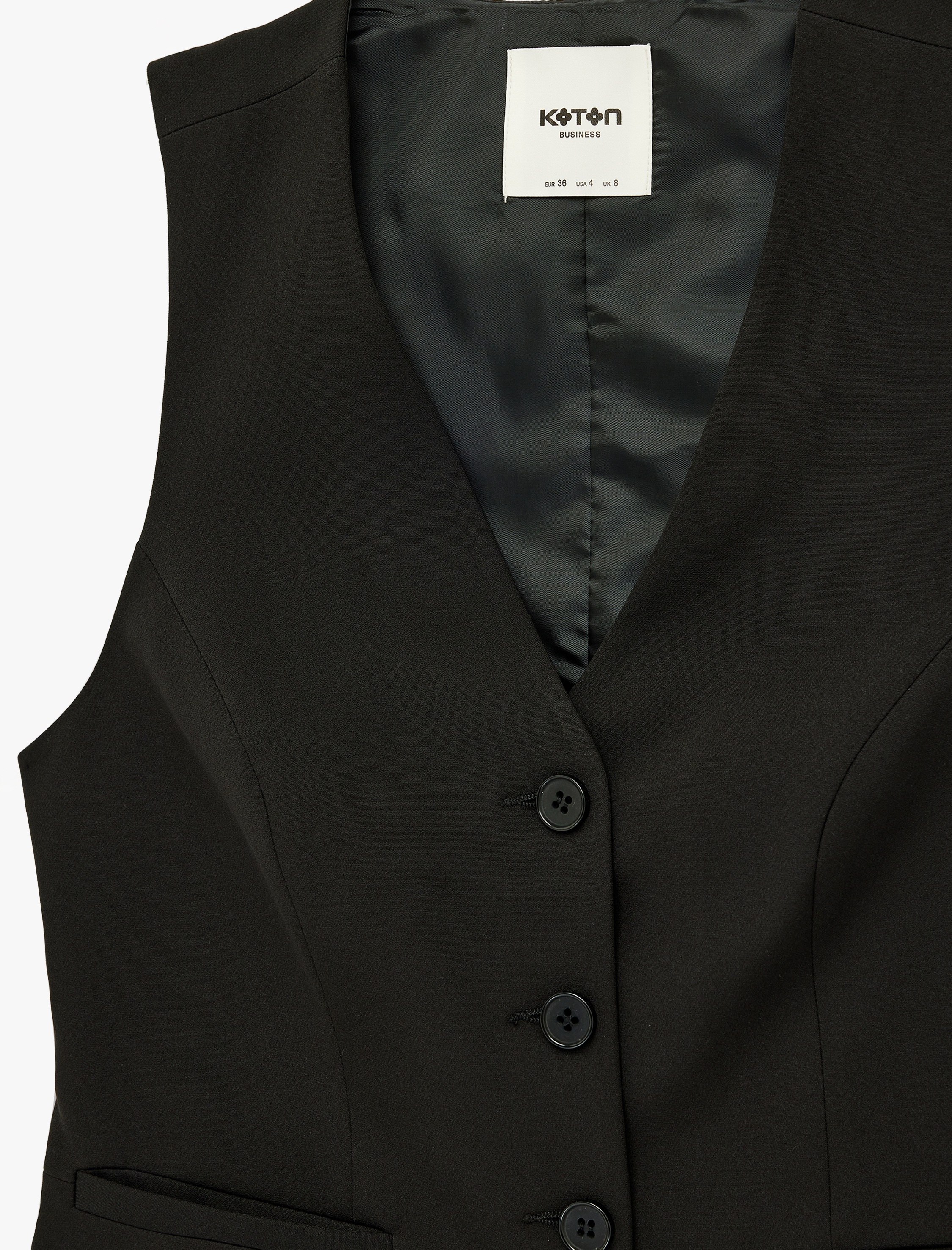   Regular Fit Düğmeli Cep Detaylı Kolsuz V Yaka Yelek