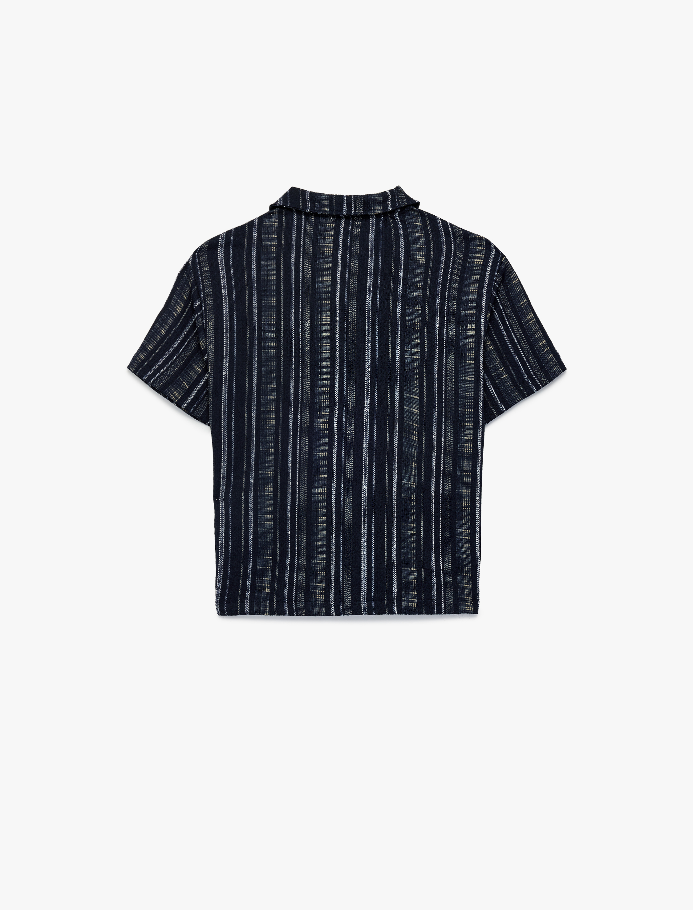  Erkek Çocuk Kısa Kollu Gölek Yaka Oversize Çizgili Tişört