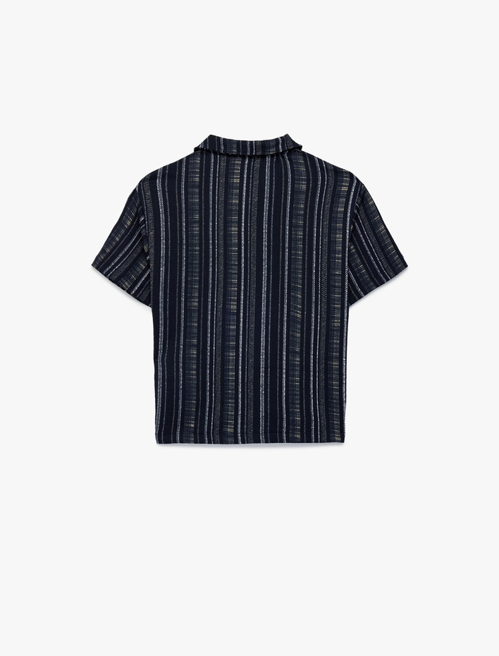 Erkek Çocuk Kısa Kollu Gölek Yaka Oversize Çizgili Tişört