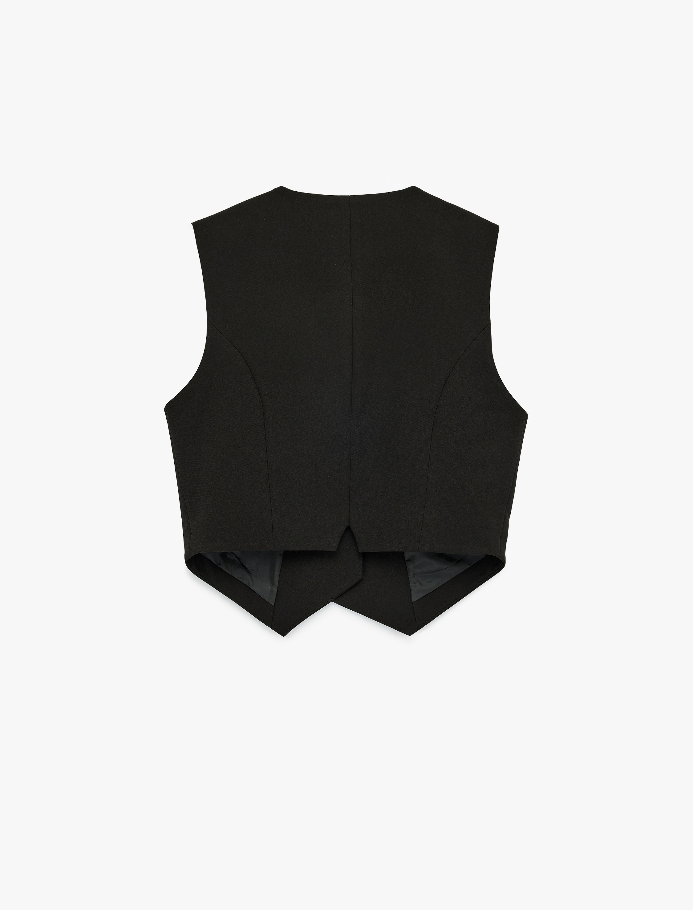   Asimetrik Düğmeli Kolsuz Kruvaze Yaka Yelek