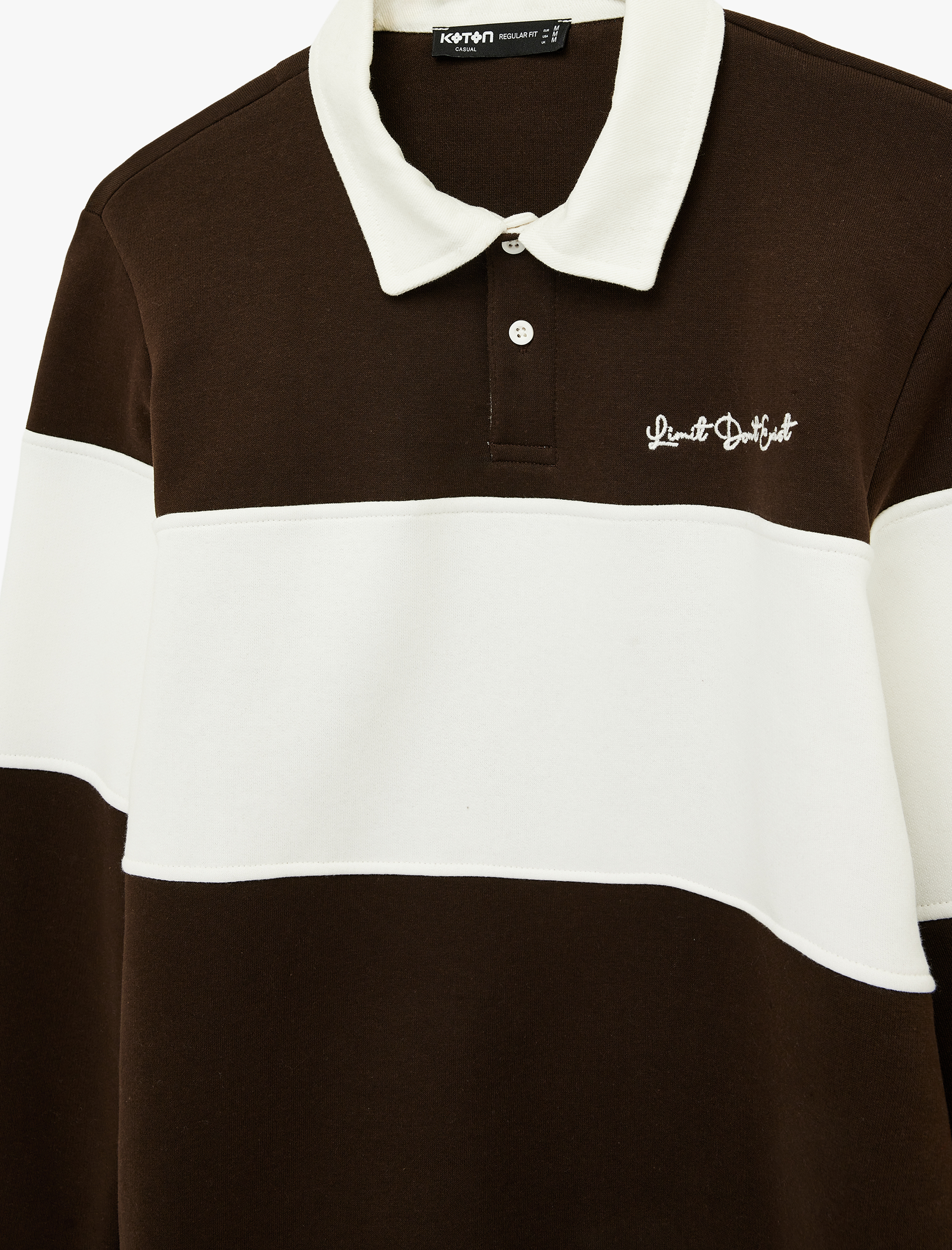   Uzun Kollu İşlemeli Renk Bloklu Polo Yaka Sweatshirt