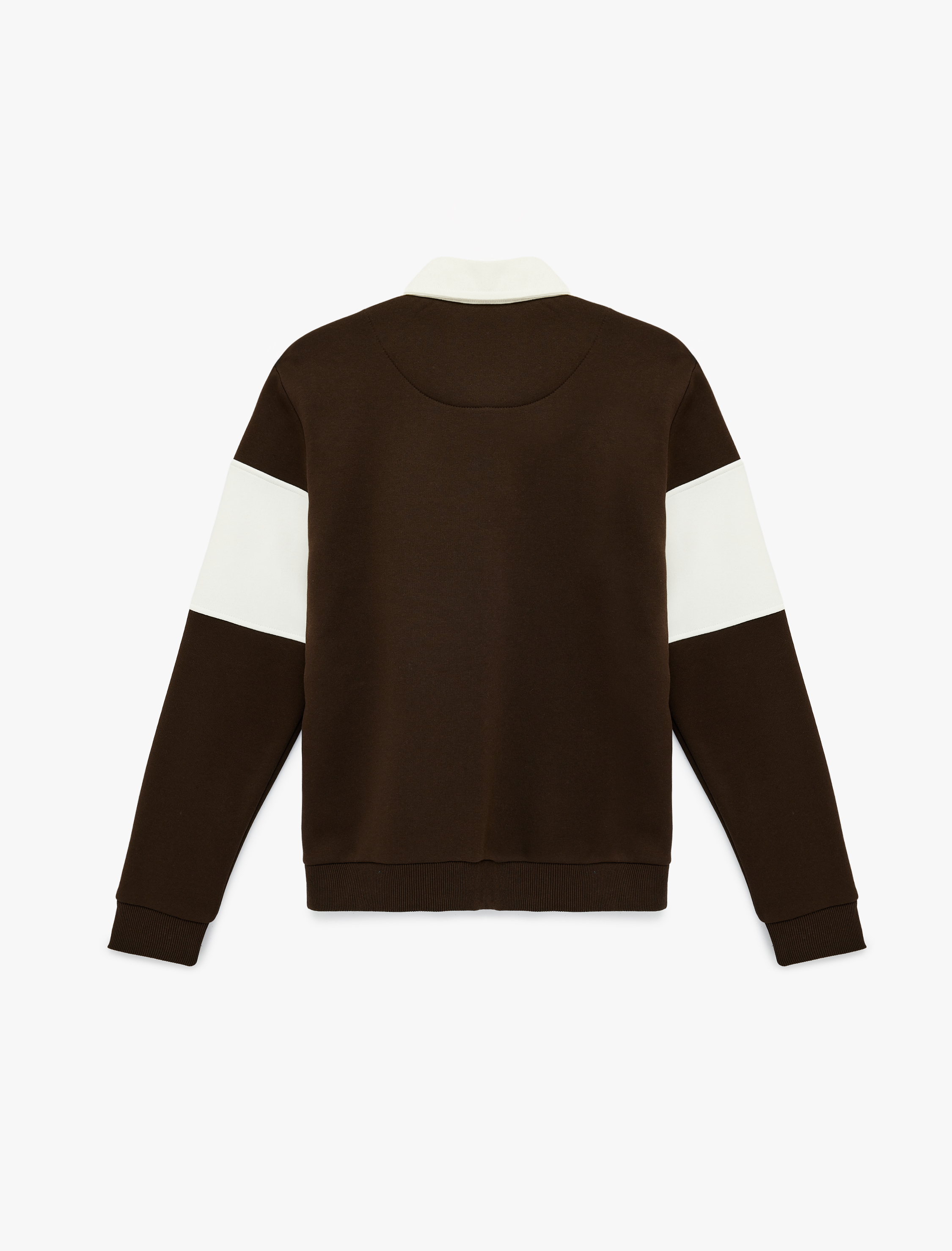   Uzun Kollu İşlemeli Renk Bloklu Polo Yaka Sweatshirt