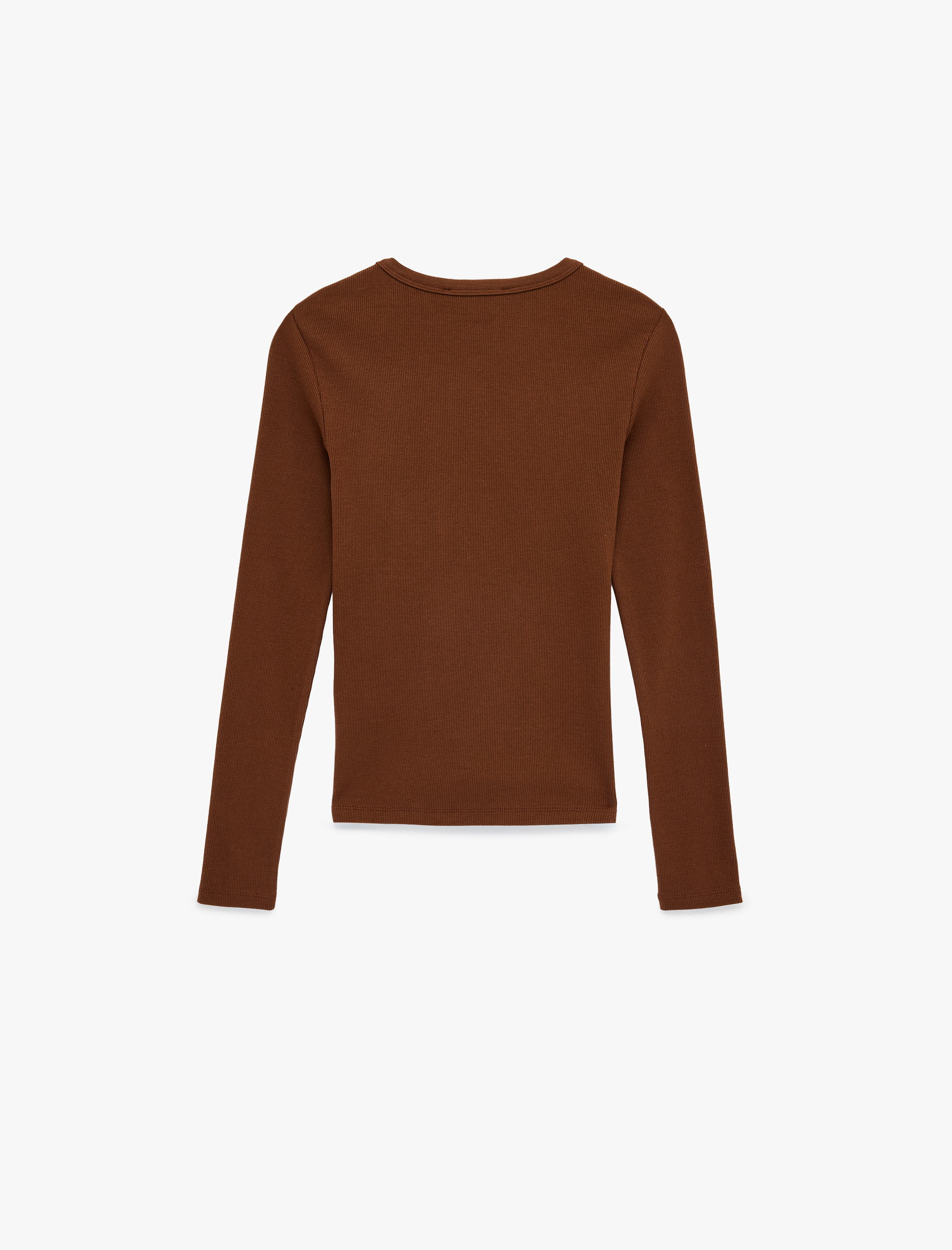   Pamuklu Slim Fit Kaşkorse Uzun Kollu Bisiklet Yaka Tişört