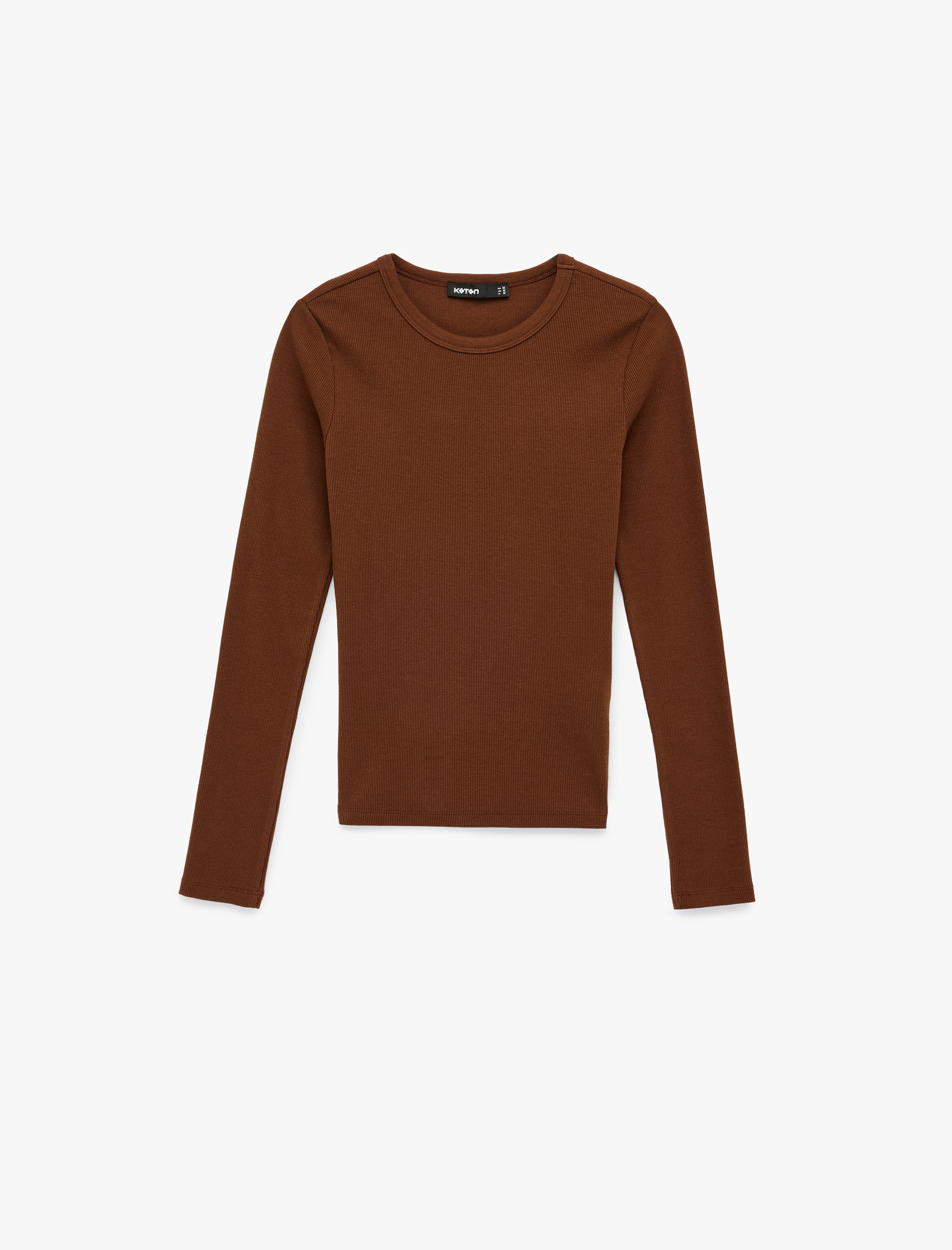   Pamuklu Slim Fit Kaşkorse Uzun Kollu Bisiklet Yaka Tişört