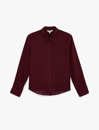 Regular Fit Düğmeli Uzun Kollu Klasik Yaka Viskon Gömlek