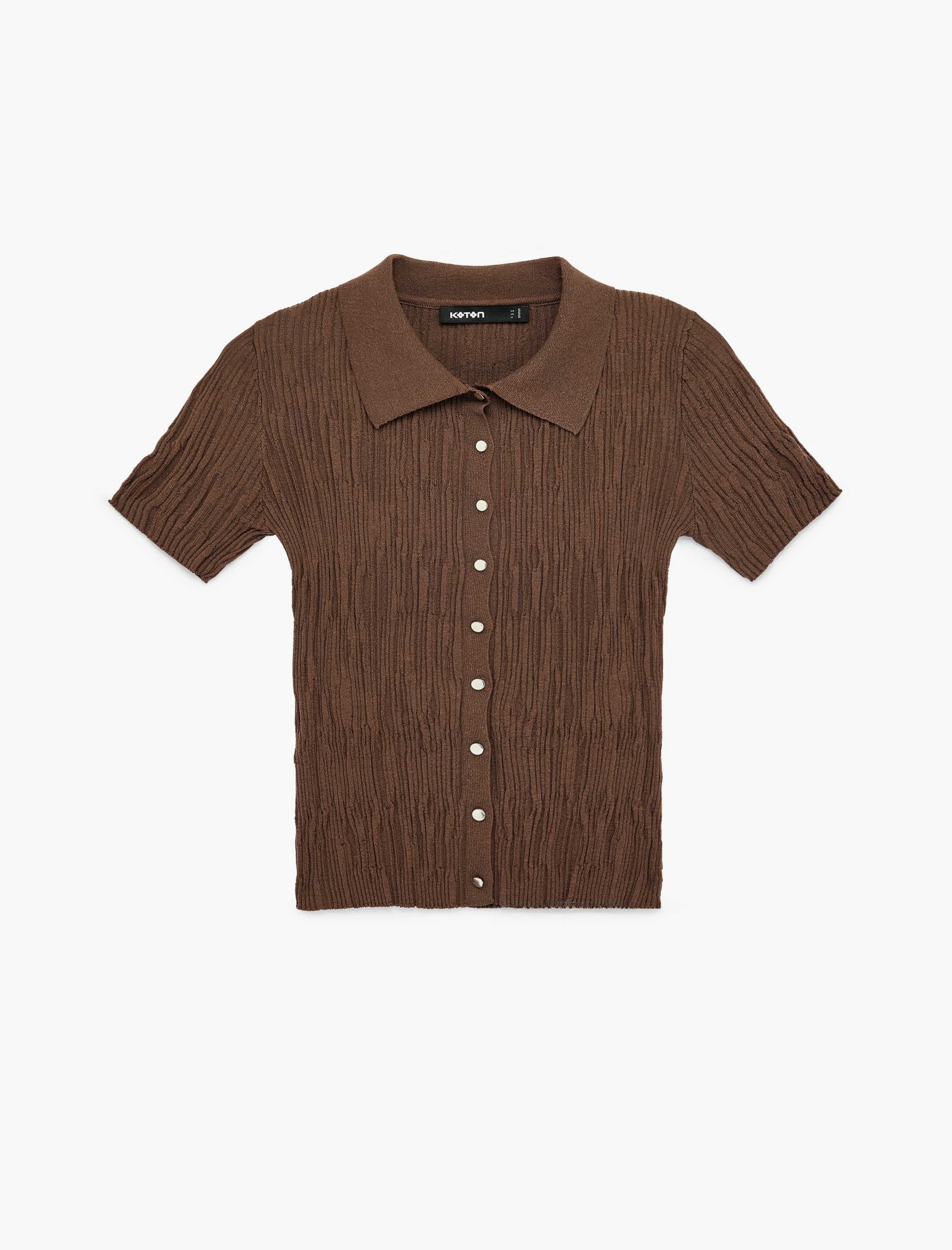   Slim Fit Polo Yaka Kısa Kollu Düğmeli Kazak