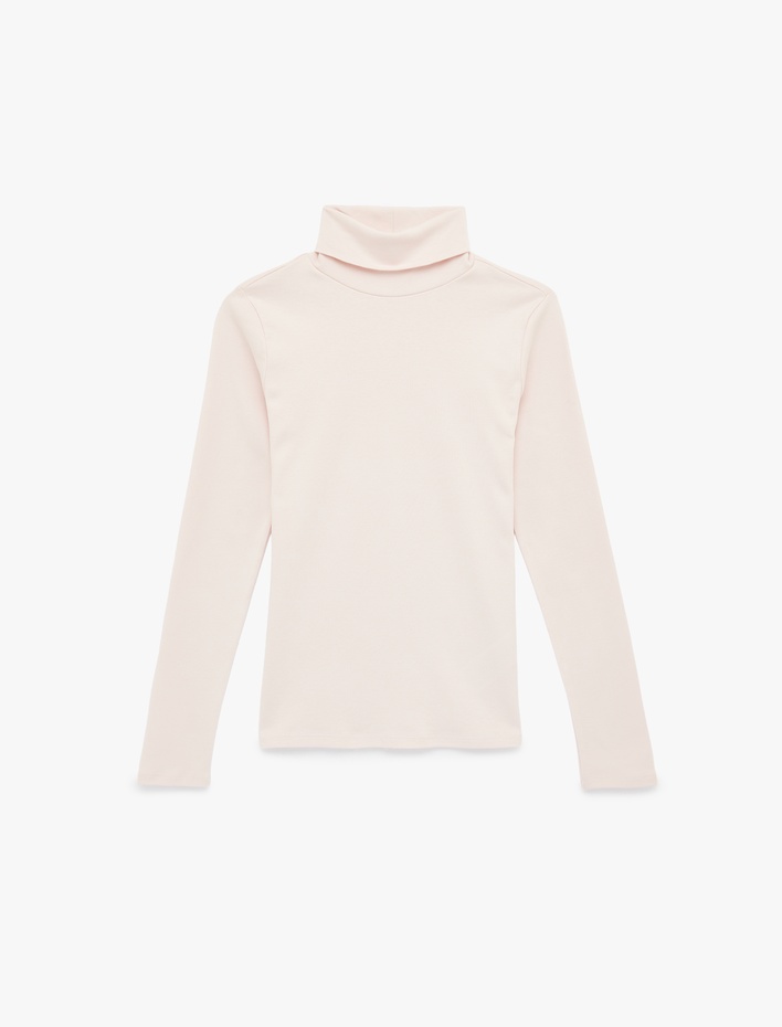  Pamuklu Slim Fit Uzun Kollu Dik Yaka Tişört