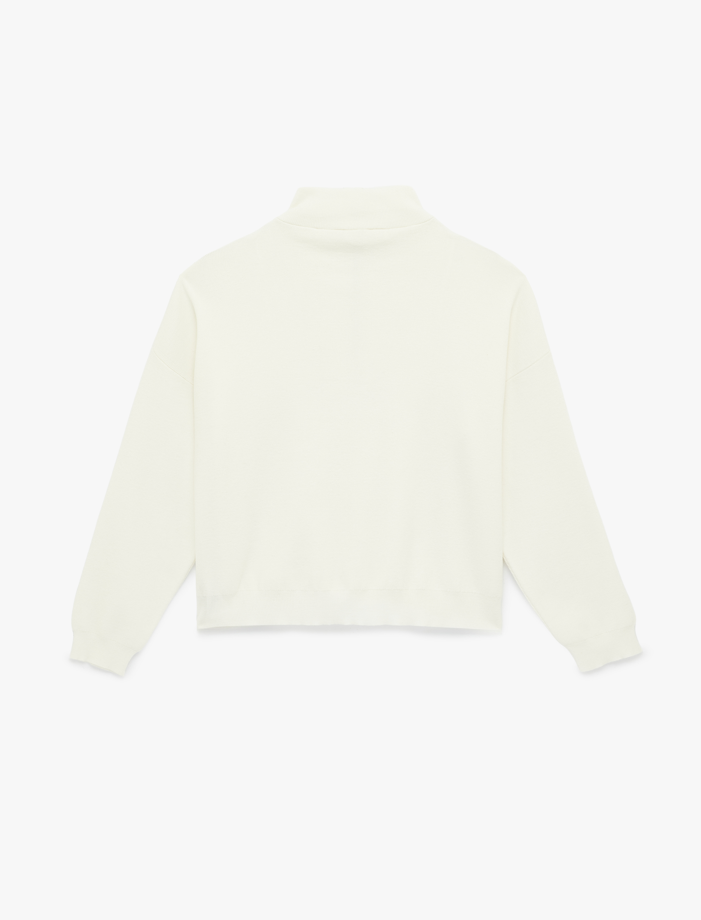   Uzun Kollu Yarım Fermuarlı Dik Yaka Triko Kazak