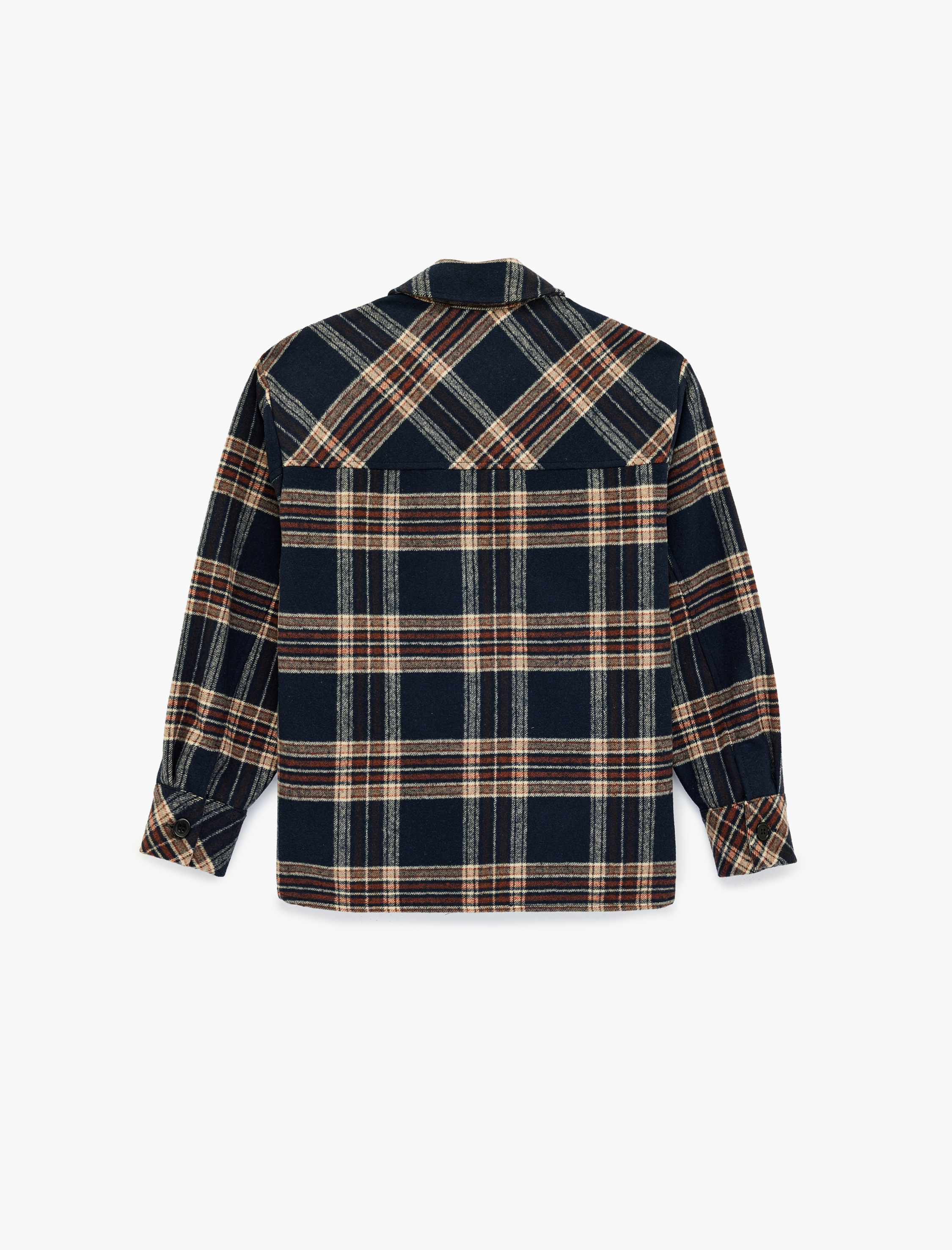   Kapaklı Cepli Düğmeli Uzun Kollu Ekose Gömlek Ceket