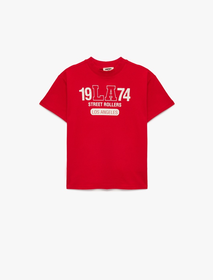 Erkek Çocuk Baskılı Kısa Kollu Bisiklet Yaka Pamuklu Oversize Tişört