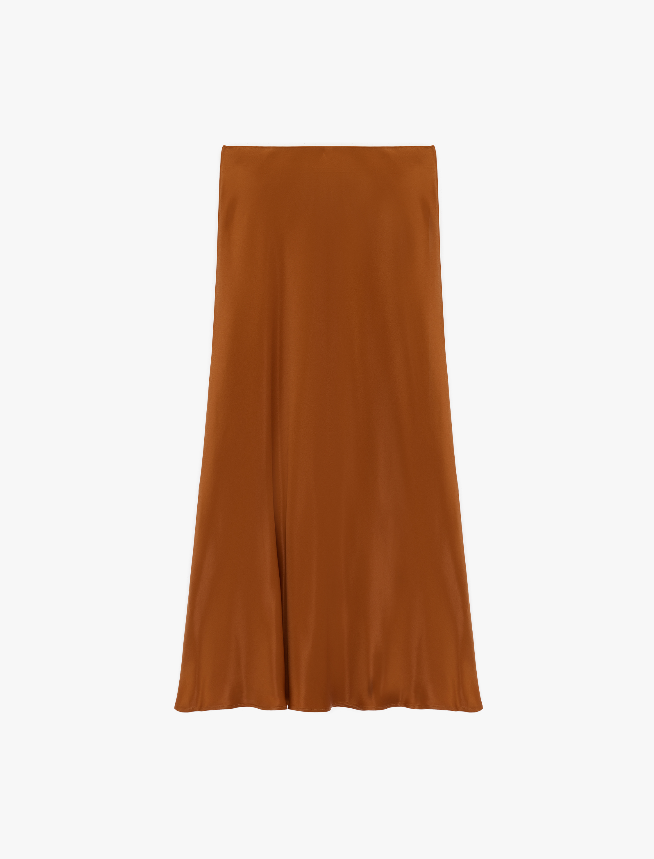   Slim Fit Balık Kesim Saten Midi Etek