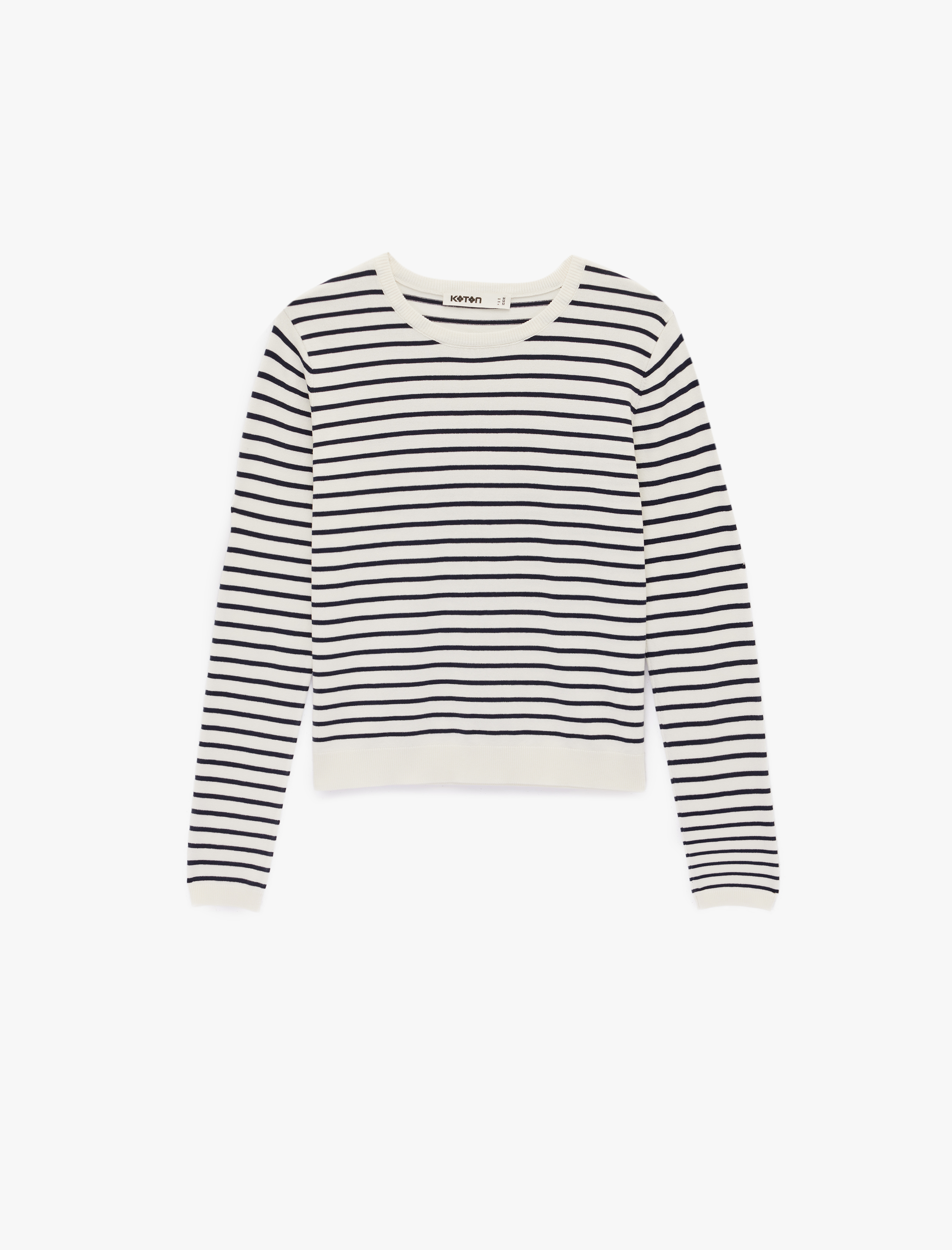   Uzun Kollu Bisiklet Yaka Çizgili Triko Kazak