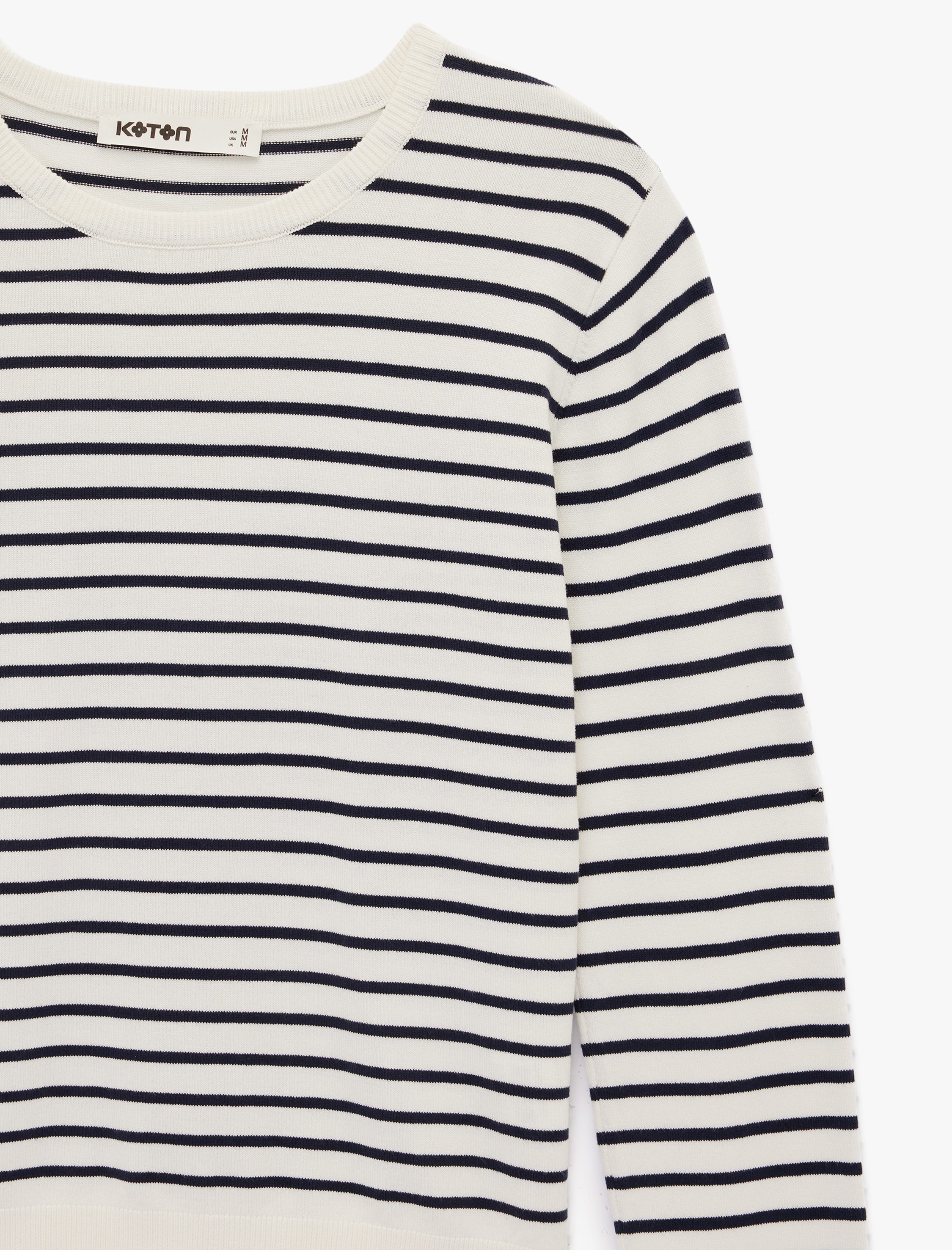   Uzun Kollu Bisiklet Yaka Çizgili Triko Kazak