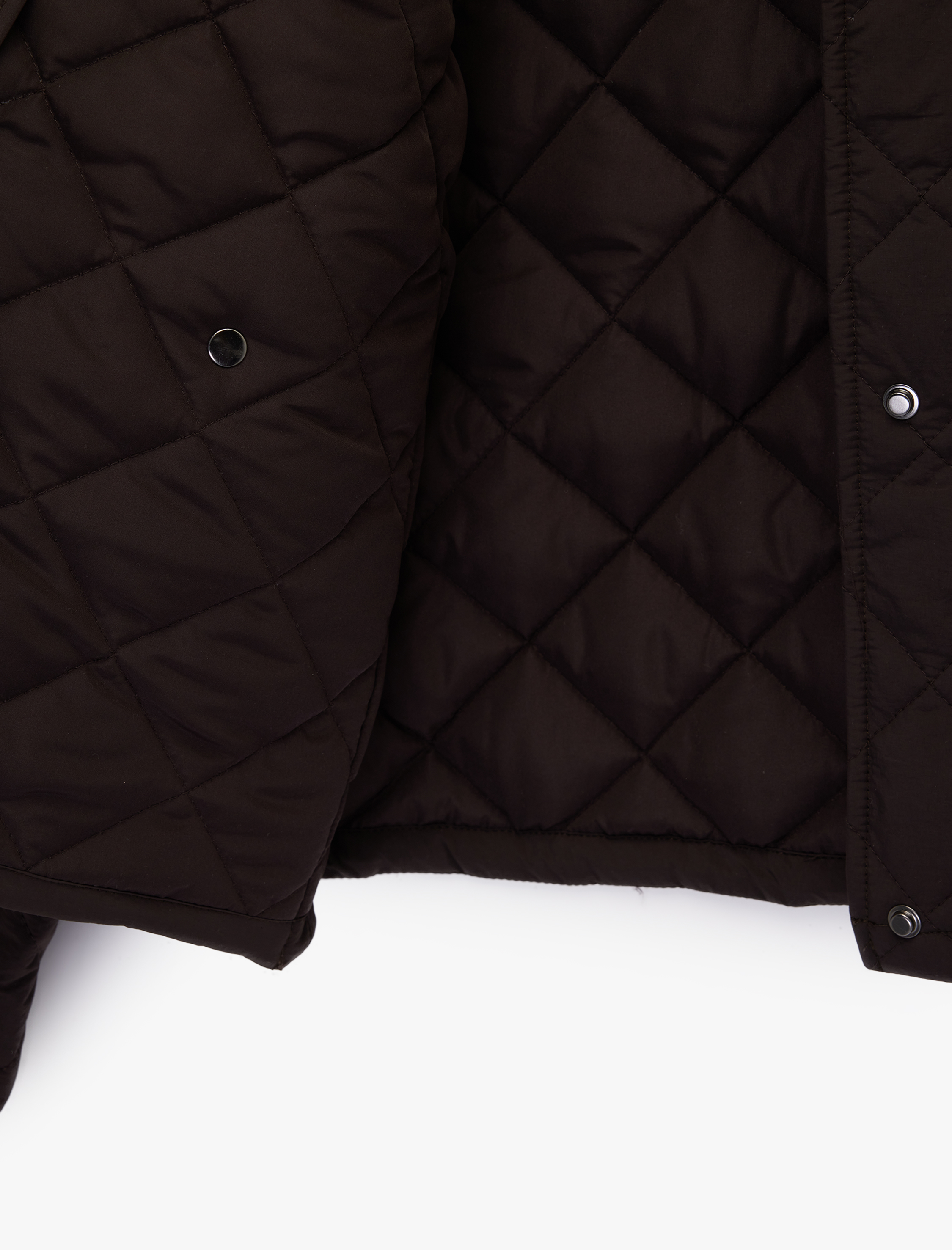   Düğmeli Uzun Kollu Kadife Dik Yaka Cepli Kapitone Mont