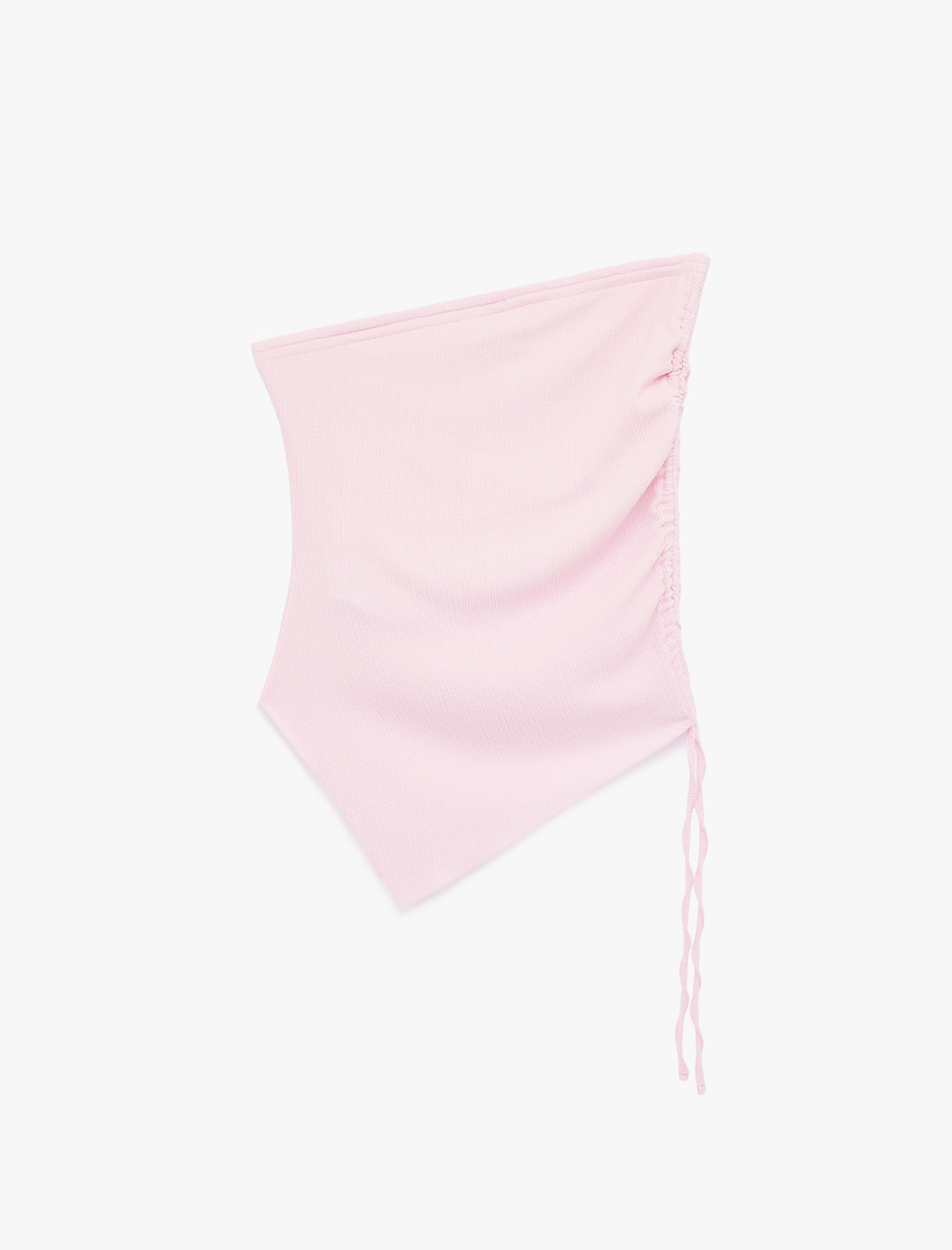   Straplez Kolsuz Slim Fit Büzgülü Asimetrik Bluz