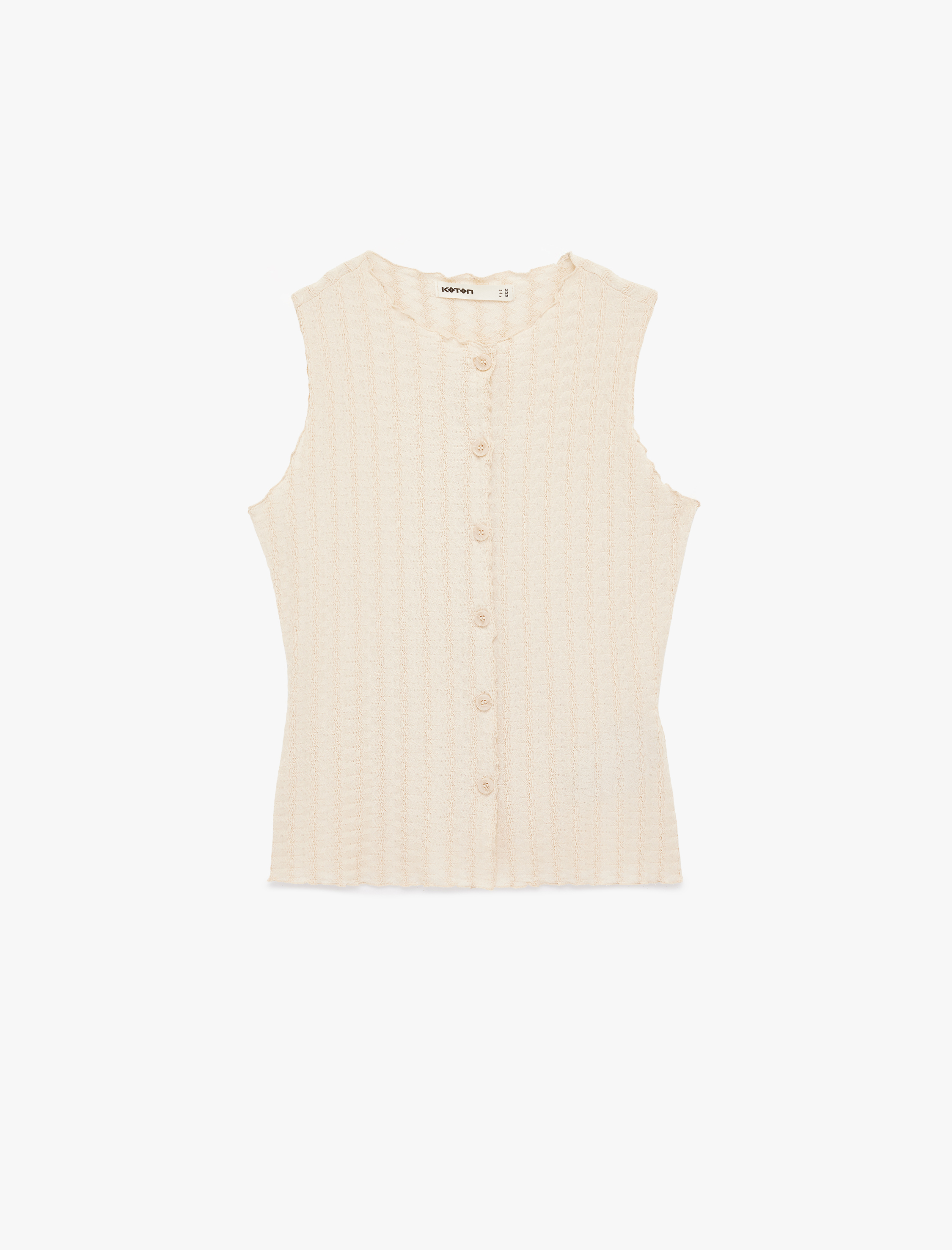   Bürümcük Kumaş Slim Fit Düğmeli Bisiklet Yaka Yelek