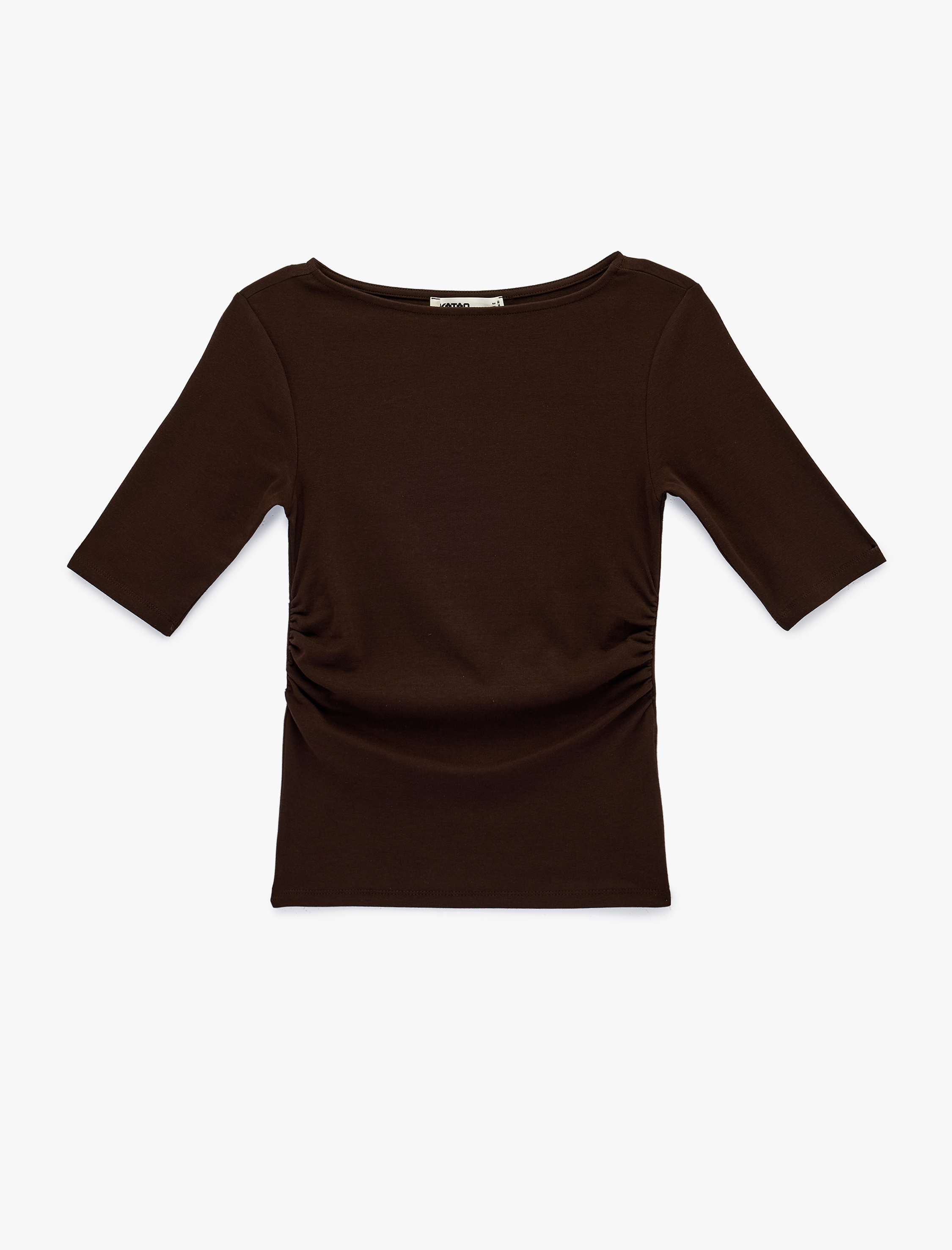   Slim Fit Pamuklu Kayık Yuvarlak Yaka Yarım Kollu Tişört