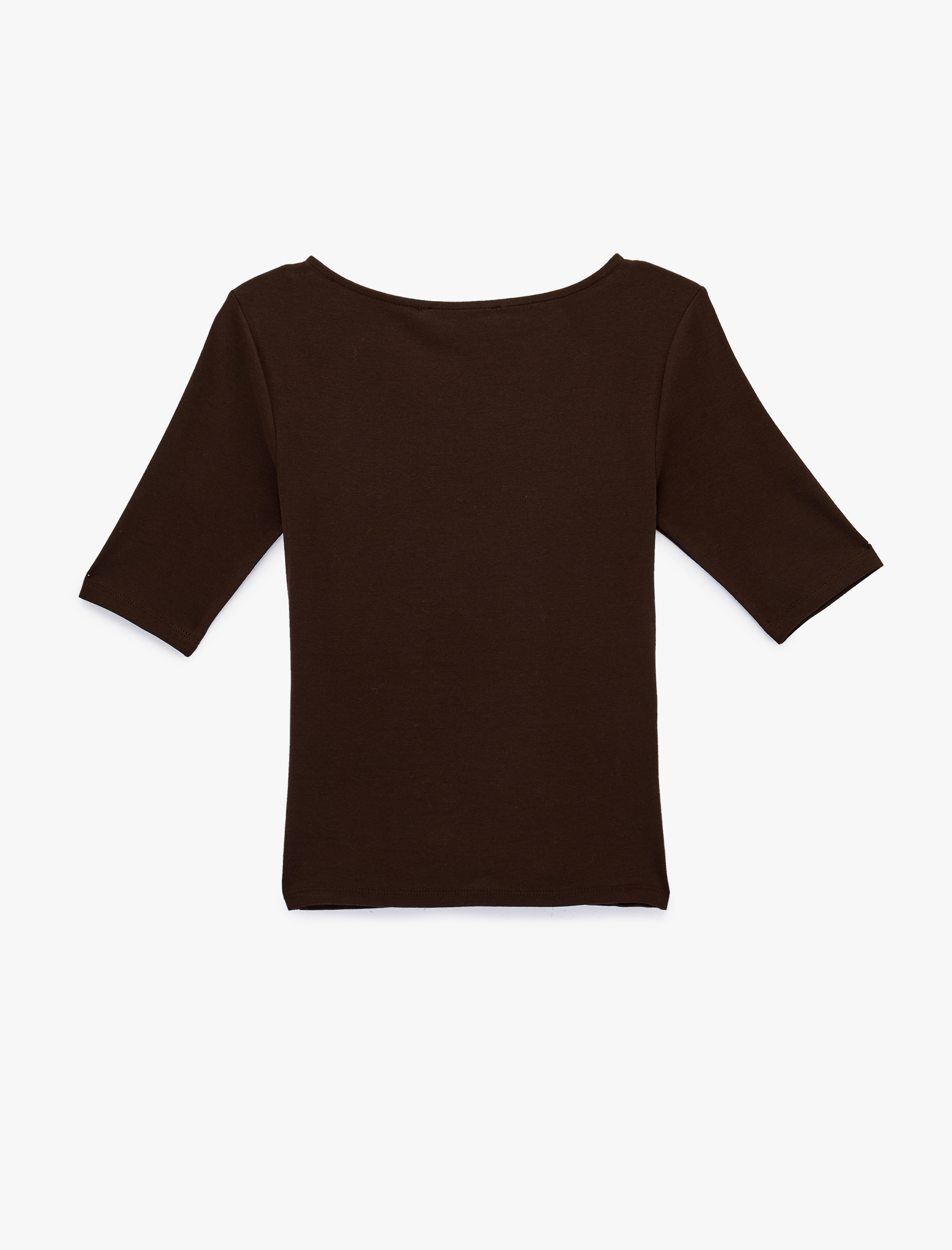   Slim Fit Pamuklu Kayık Yuvarlak Yaka Yarım Kollu Tişört