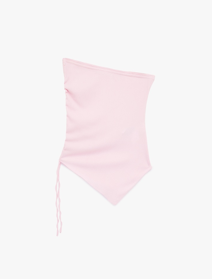  Straplez Kolsuz Slim Fit Büzgülü Asimetrik Bluz